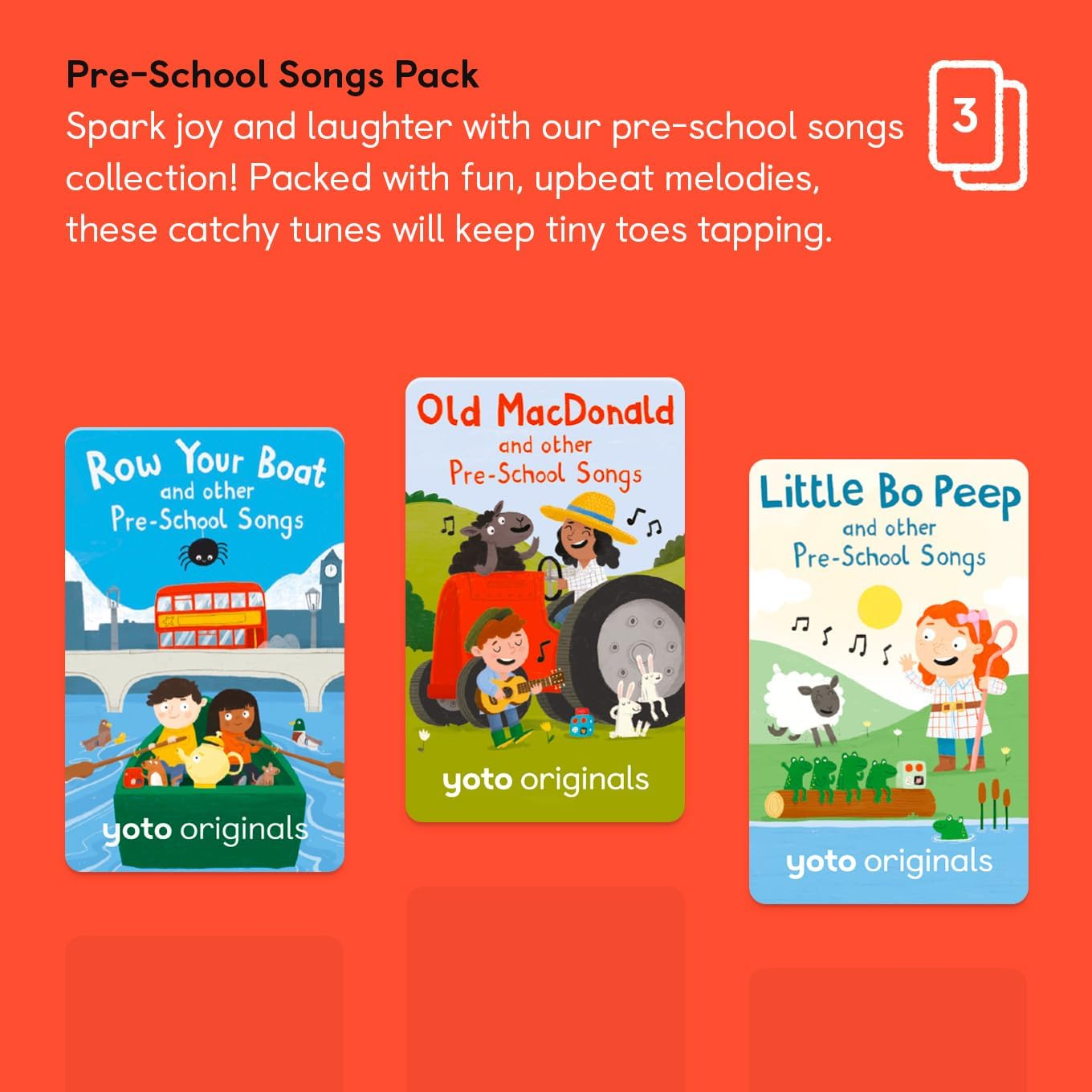 Yoto Pre-School Songs Pack - 3 Kids Audio Cards for Use with Player & Mini All-In-1 Audio Player, Screen-Free Listening with Fun Singalong Music for Playtime Parties & Travel, Ages 18M+ image number 2