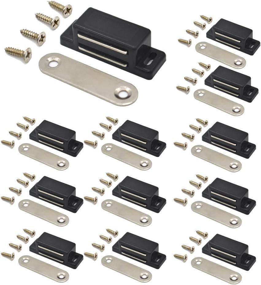 (Brown) - Cabinet Magnet Latch - Best for Cabinet Doors, Cupboards, Drawers and Shutters - Cabinet Magnetic Latch Easy Instal - Magnetic Cabinet Catch Screws Included - Set of 12 (Brown)