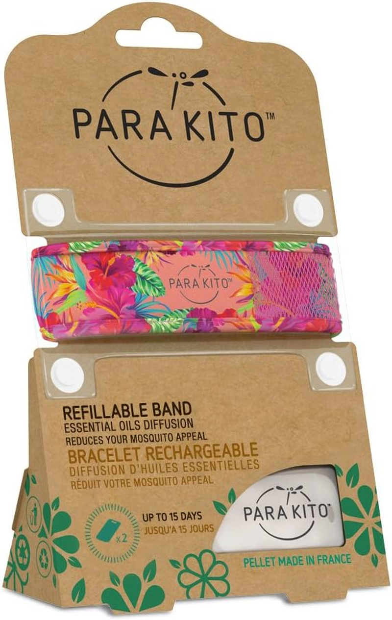 PARAKITO Mosquito Band Adult - Mosquito Band - Mosquito Bracelet - Mozzie Bands - Mozzie Bracelet - W/Natural Essential Oils, No DEET, No Alcohol, Waterproof. 30 Days Protection, 15 Days per Pellet, 2 Pellets per Pack (Summertime) image number 1