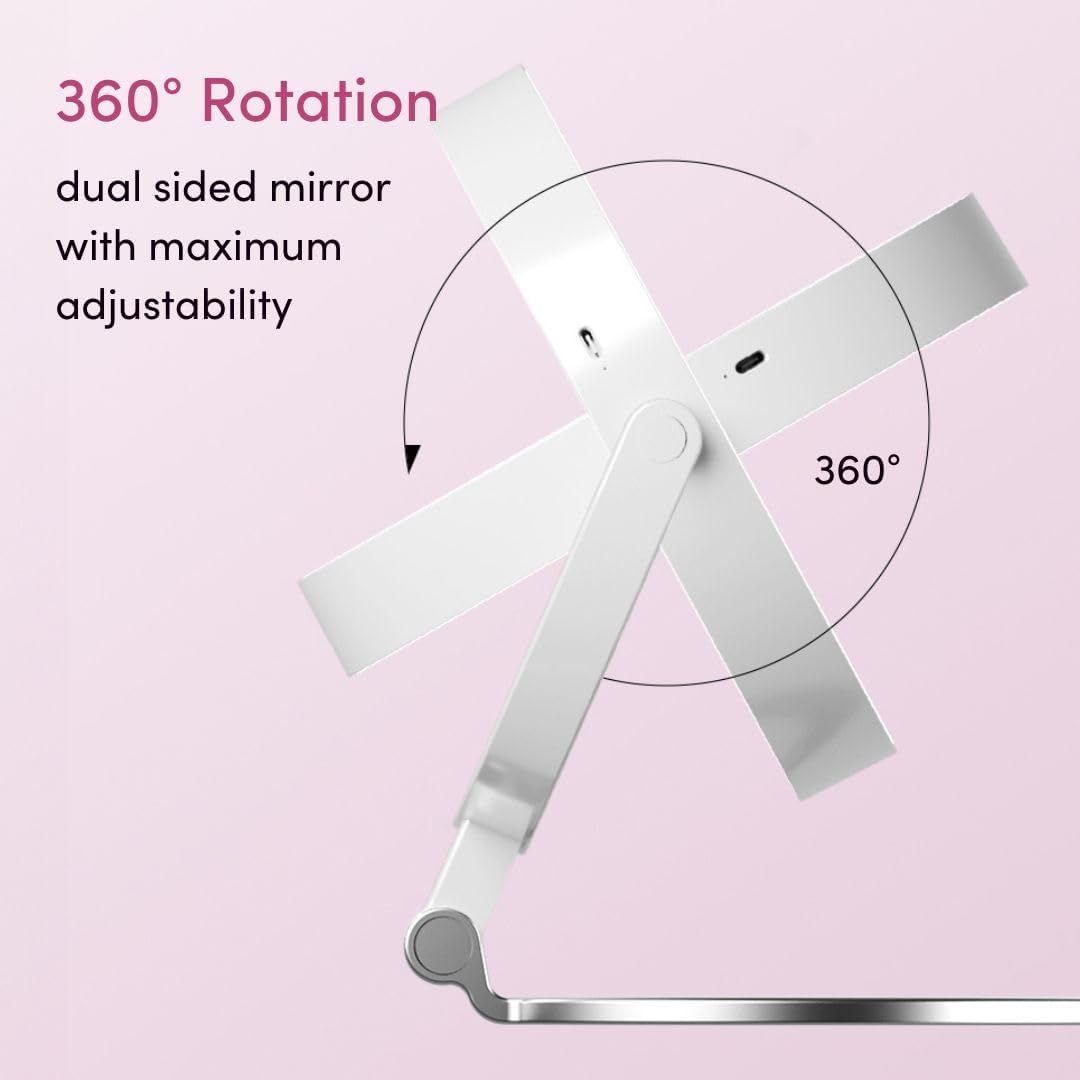 Fancii Travel Magnifying Mirror 10X /1X with Lights, Rechargeable | 9-Inch Extra Large LED Lighted Makeup Mirror, Folding Double Sided Portable Vanity Mirror, 3 Light Settings, Touch Sensor (Sadie) image number 6