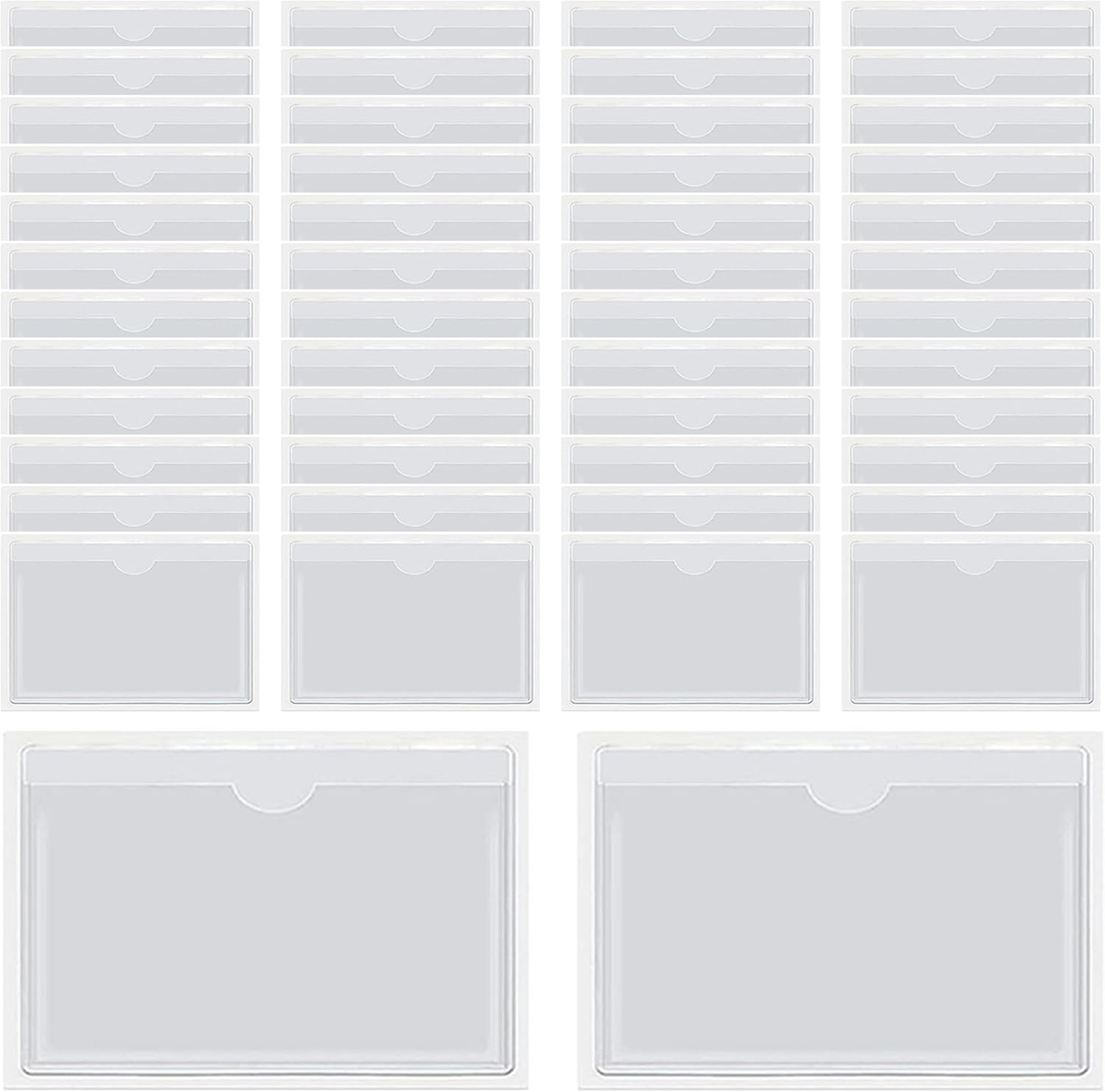50Pcs Self-Adhesive Index Card Pockets,Clear Label,Shelf Tag,Top Open Plastic Drawers File Cabinet Storage Bins Label Holder for Office,Kitchen and Other Small Items,Protecting Your Index Cards 6X10Cm image number 5