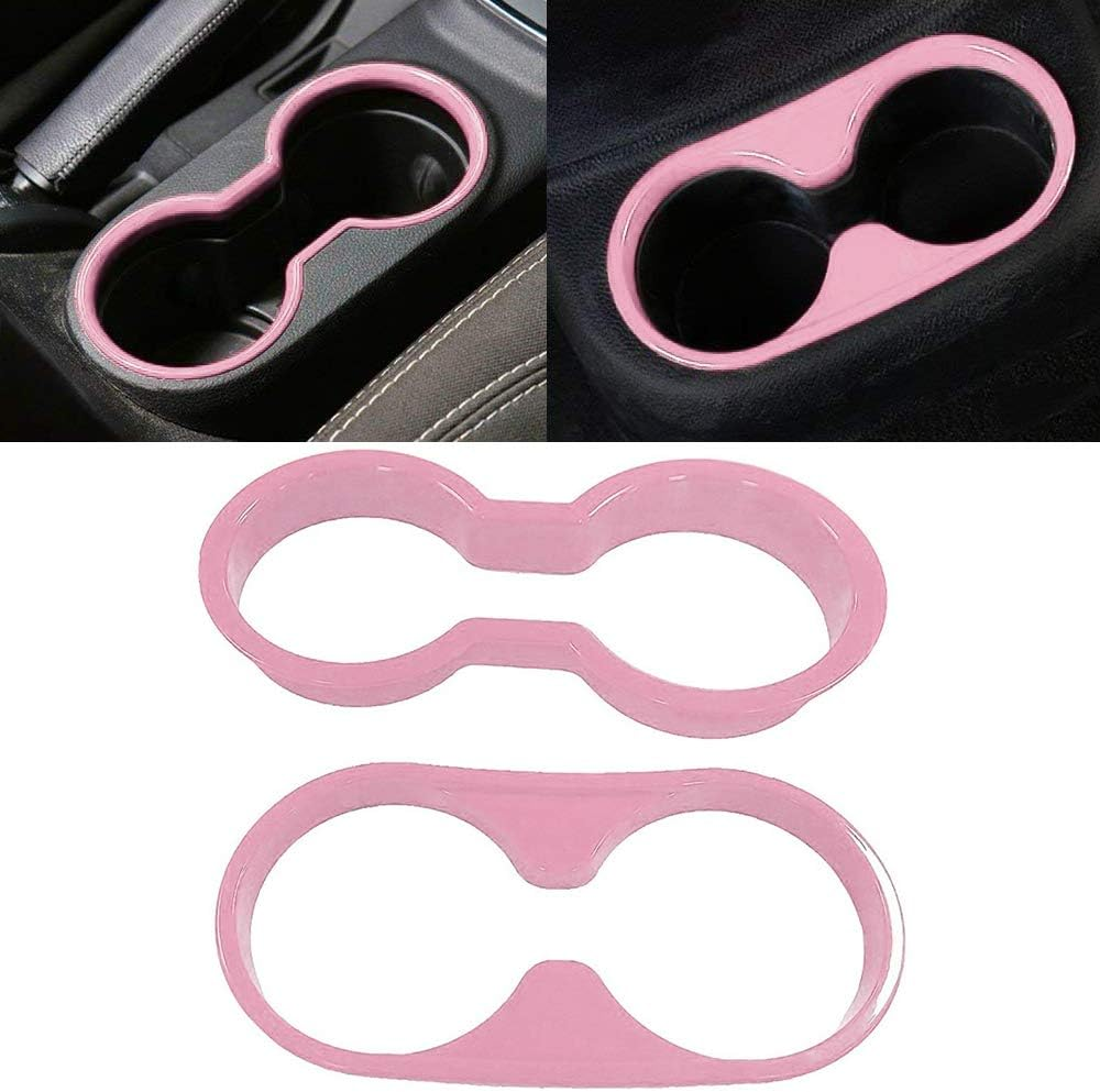 E-Cowlboy Inner Front and Rear Water Cup Holder Trim,Gear Box Trim and Transfer Case Trim 4 Pcs for Jeep Wrangler JK & Unlimited 2/4 Door 2011-2017 (Pink) - Blue image number 6