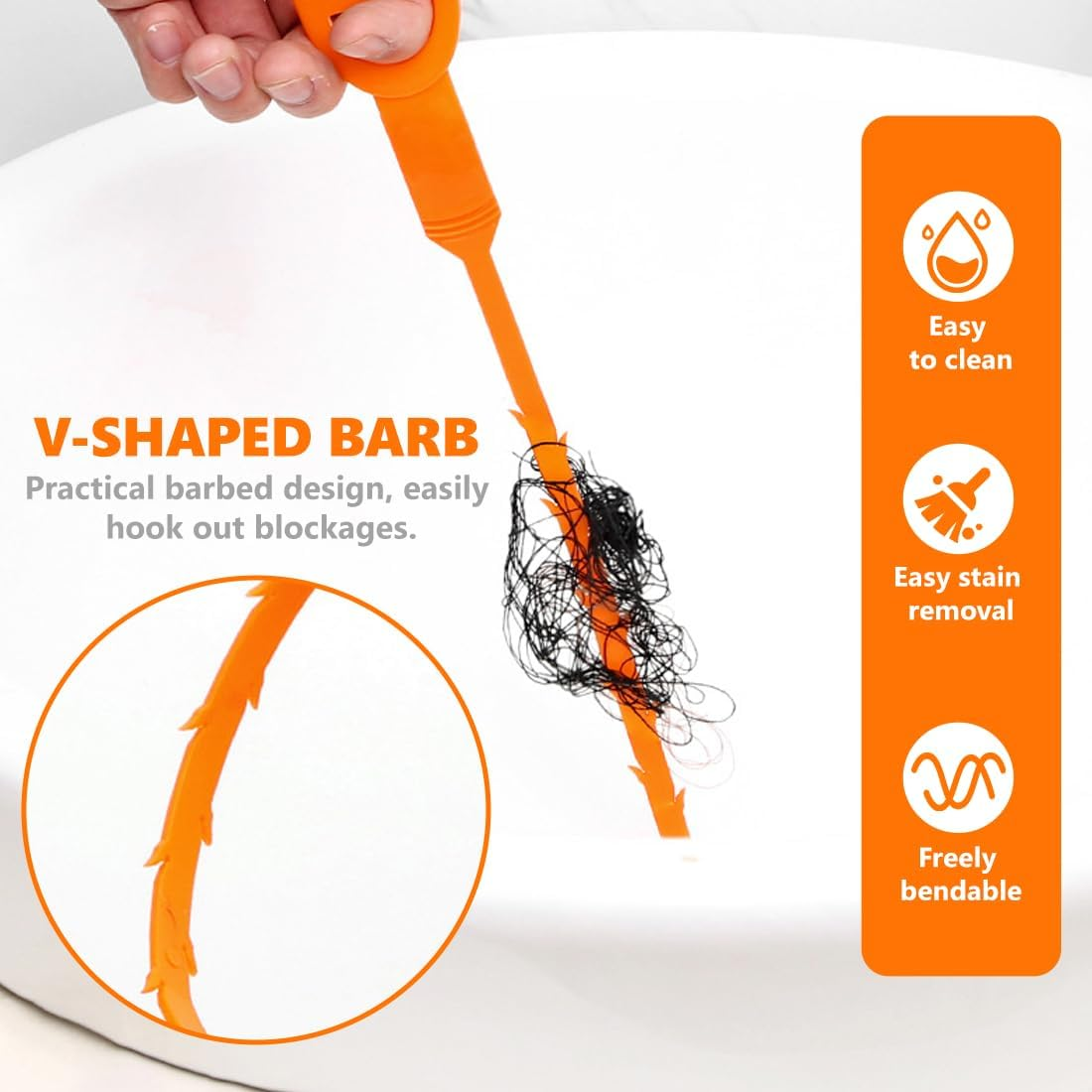 OUDQFCJ 4 Pieces 25 Inch Drain Cleaner Spiral Reusable Pipe Cleaning Spiral 64 Cm Drain Cleaner Sticks Drain Cleaning Hooks image number 1