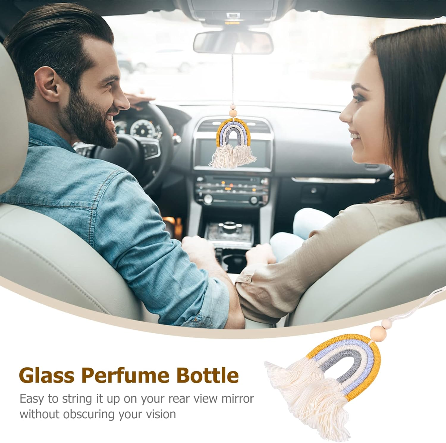 VICASKY 2Pcs Aromatherapy Pendant Handmade Car Accessories Hanging Decor Adorable Rainbow Hanging Air Freshener for Car image number 3