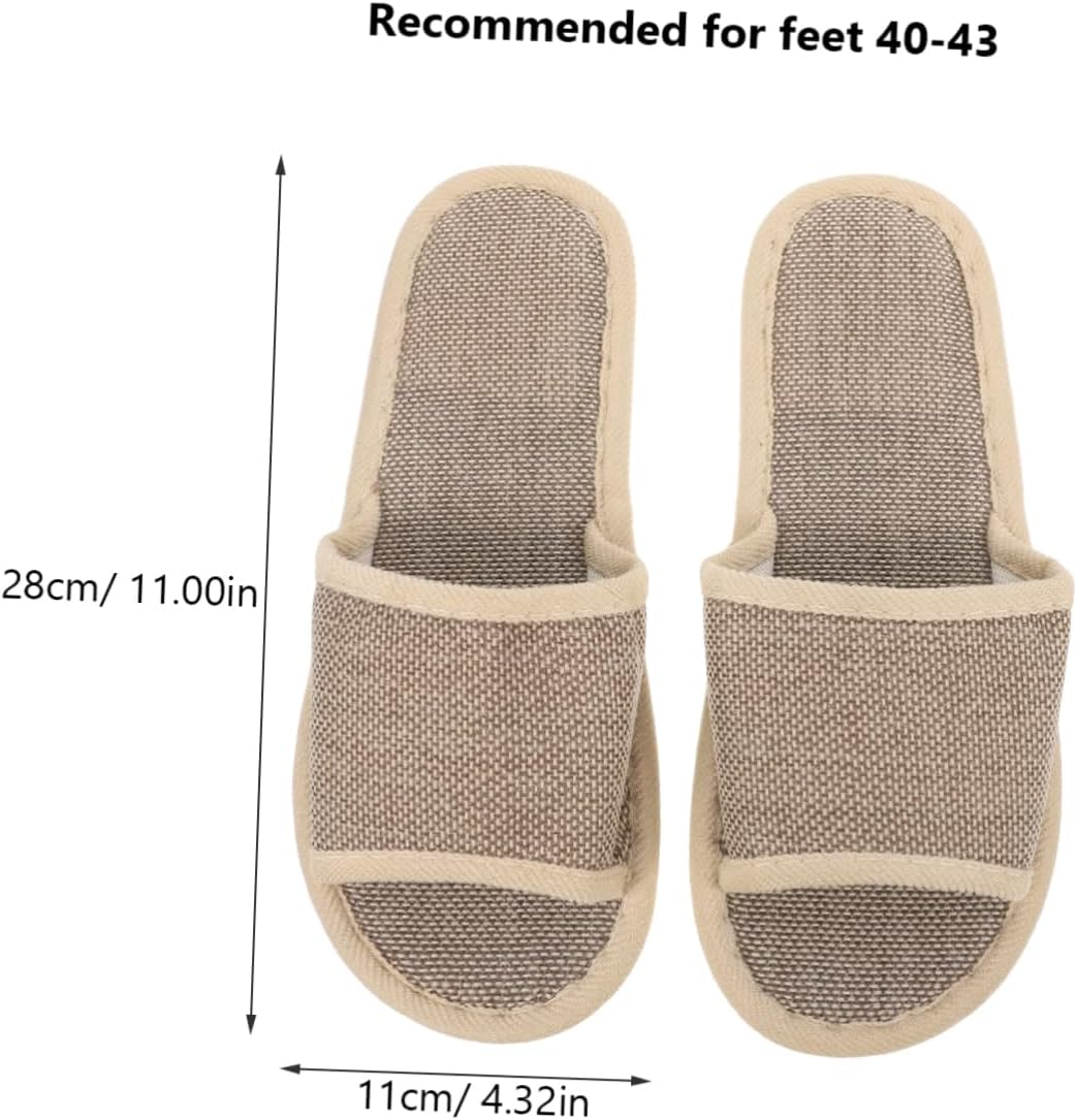 Ipetboom 2 Pairs of 29Cm Anti-Slip Eva Slippers for Home and Hotel Beige Cotton Linen Slippers Suitable for Size 40-43 Comfortable Indoor and Outdoor Footwear image number 1