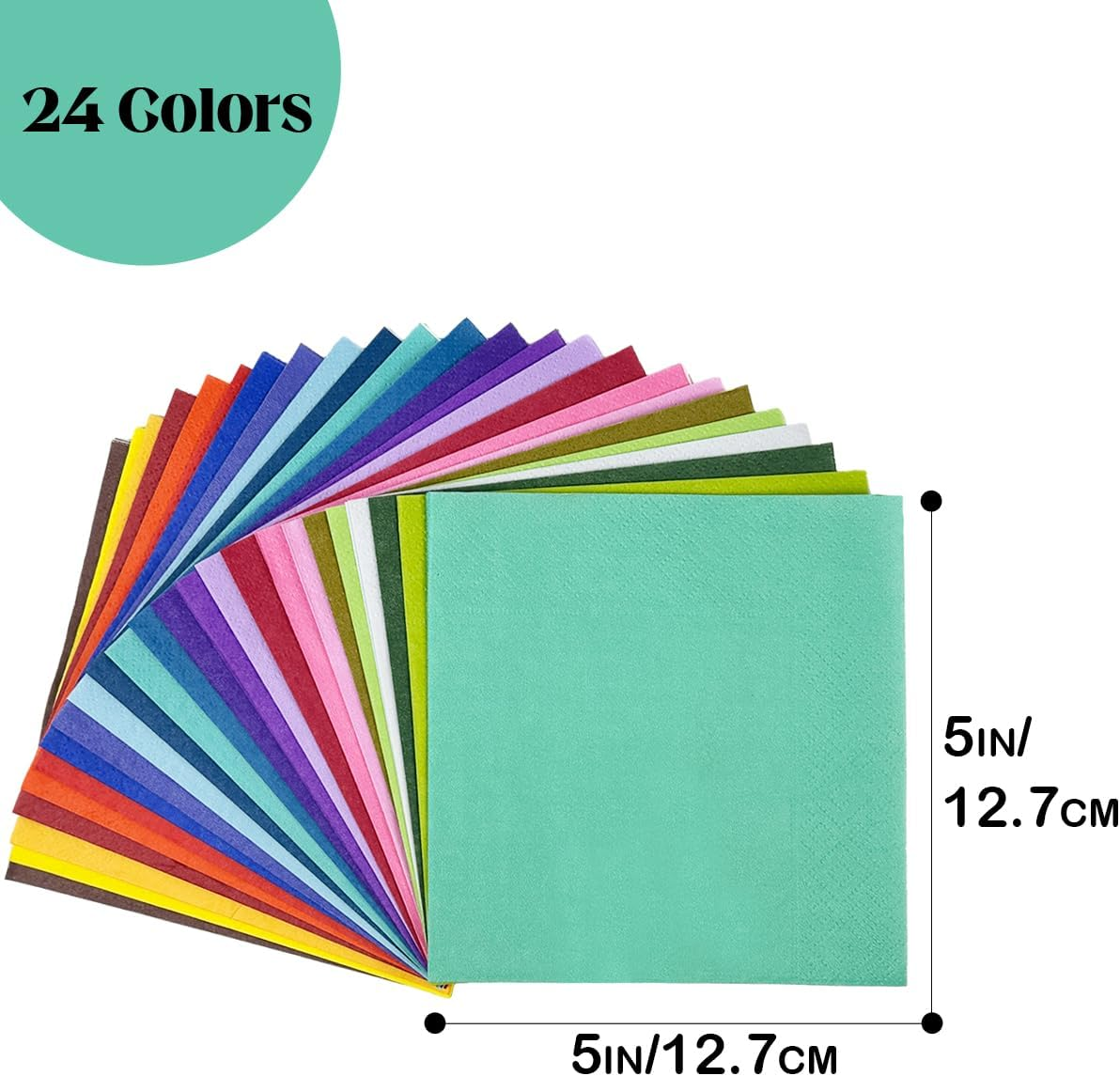 Qiqee 120 Count 24 Colors Cocktail Napkins 25.4 * 25.4Cm Disposable Beverage Napkin Paper for Cocktail, Wedding, Dinner, Birthday Party Dessert Wine Paper Napkins(10 * 10Inch) image number 3