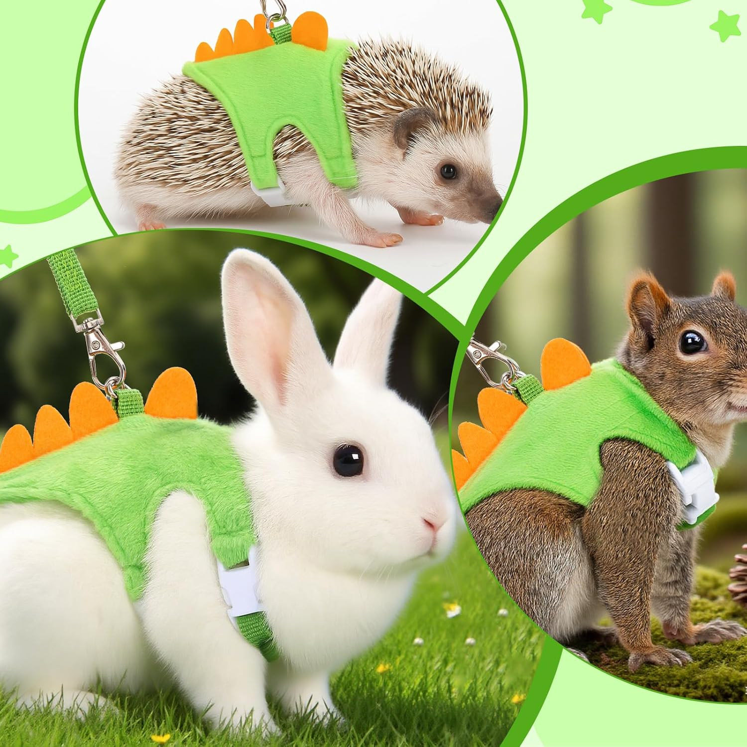 YBEATY Ferret Harness and Leash Set Small Animals Vest Harness with Safe Bell Dinosaur Shaped Leash Set for Baby Rabbit Guinea Pig Teacup Chihuahua Mouse and Other Small Pet