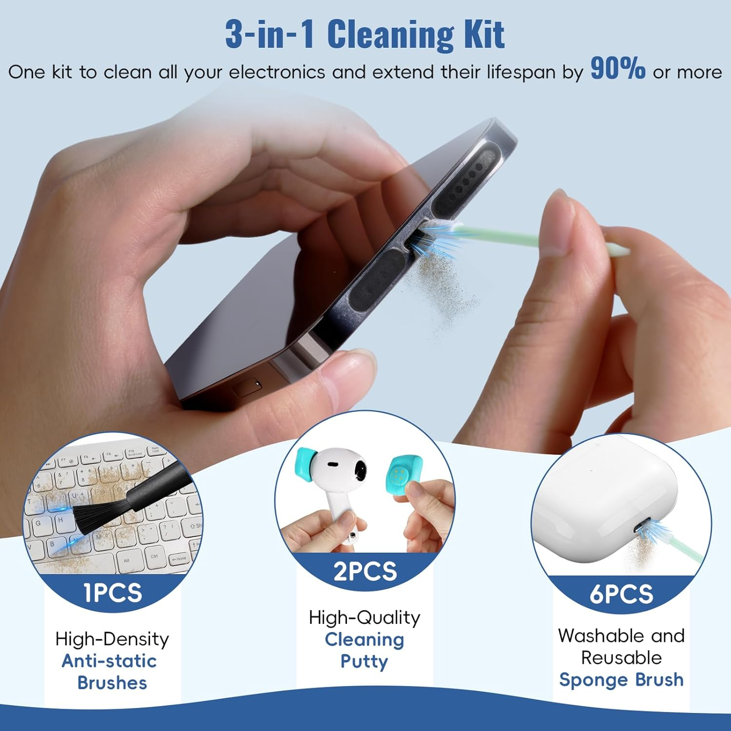 Silicone USB C Dust Plug with Phone Speaker Cover,5-In-1 31 Pack Charging Port Cover Cleaning Kit,Type C anti Dust Plug for Iphone 15/16/17/Samsung Galaxy/One Plus/Google Pixel/All USB C-Port Devices image number 4