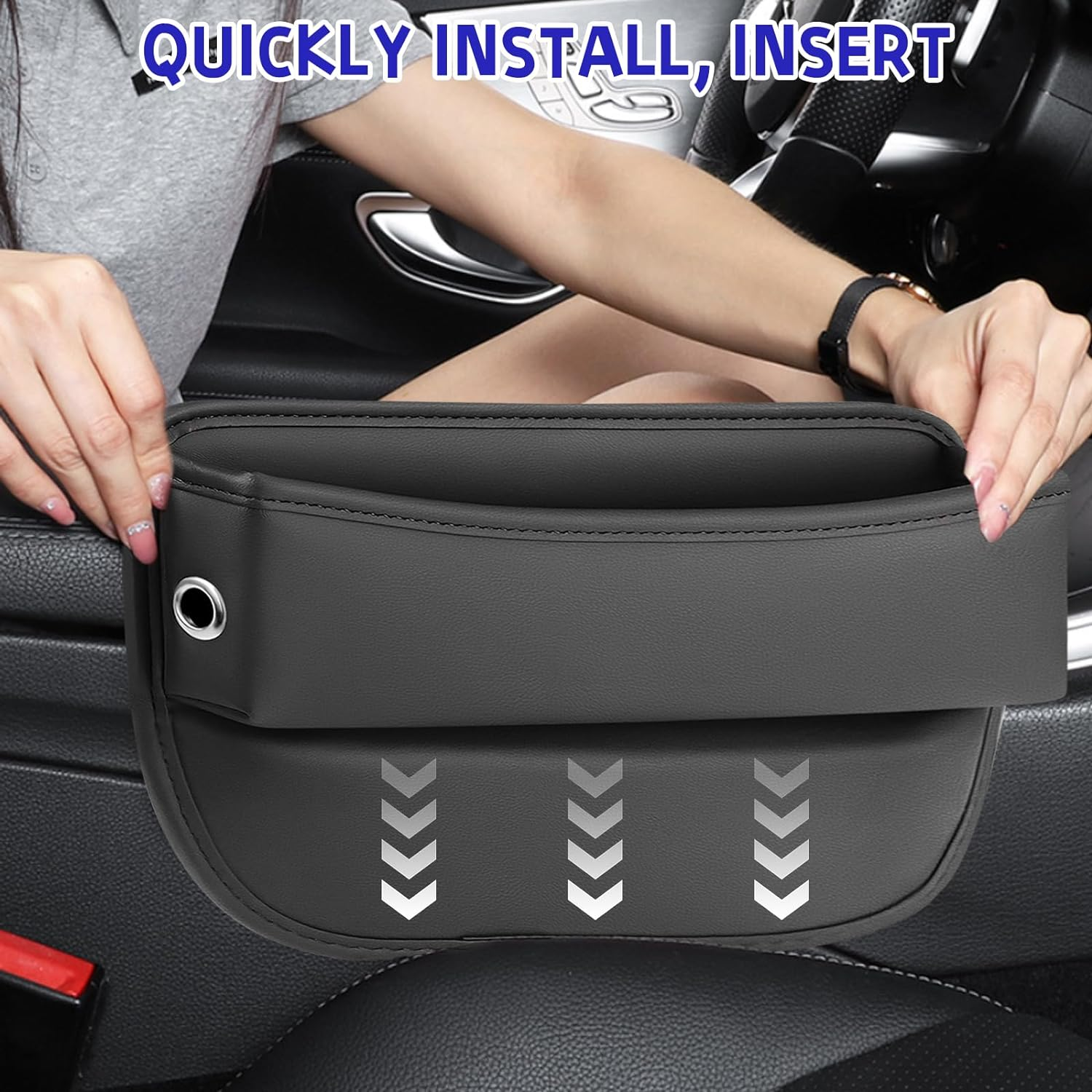 Car Seat Gap Filler, 2Pack PU Leather Auto Console Side Storage Boxes, Car Front Seat Gap Organizer, Dropping Blocker Bag Interior Accessory for Phone Sunglasses Keys Cards image number 2