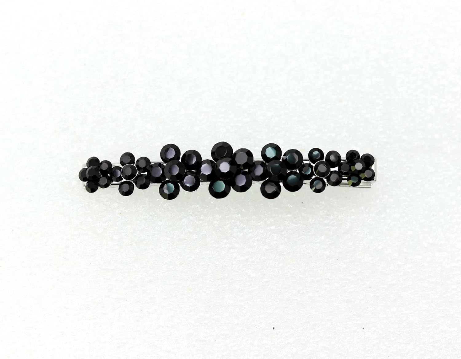 Faship Gorgeous Black Crystal Floral Small Alligator Hair Clip - Ab / Rose Gold Plated image number 6