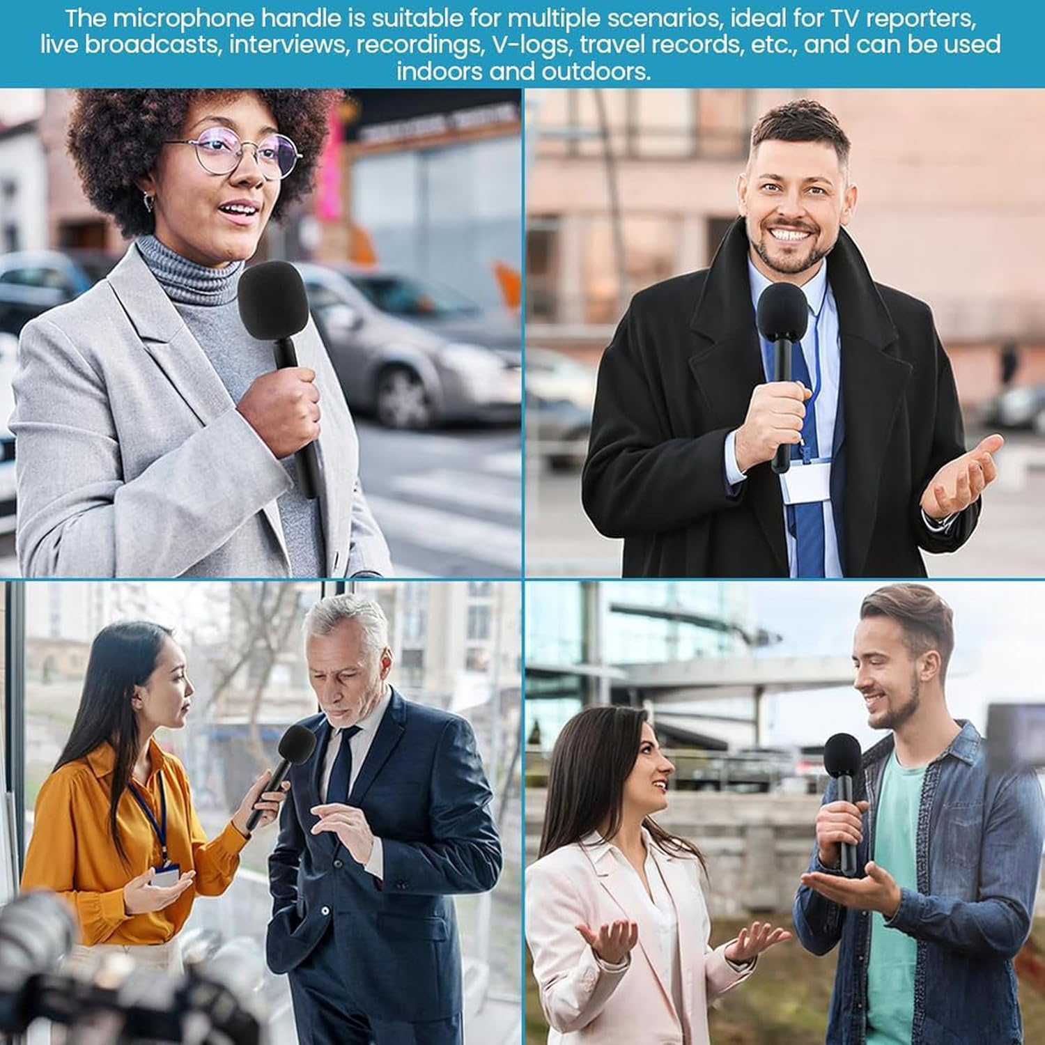 Microphone Holder,Wireless Mic Stand Handheld Stick,Mic Handheld Adaptor Microphone Handle Mount with Draft Shield for DJI Mic 1/2 Wireless GO II Accessories Interview Rig Replacement image number 5