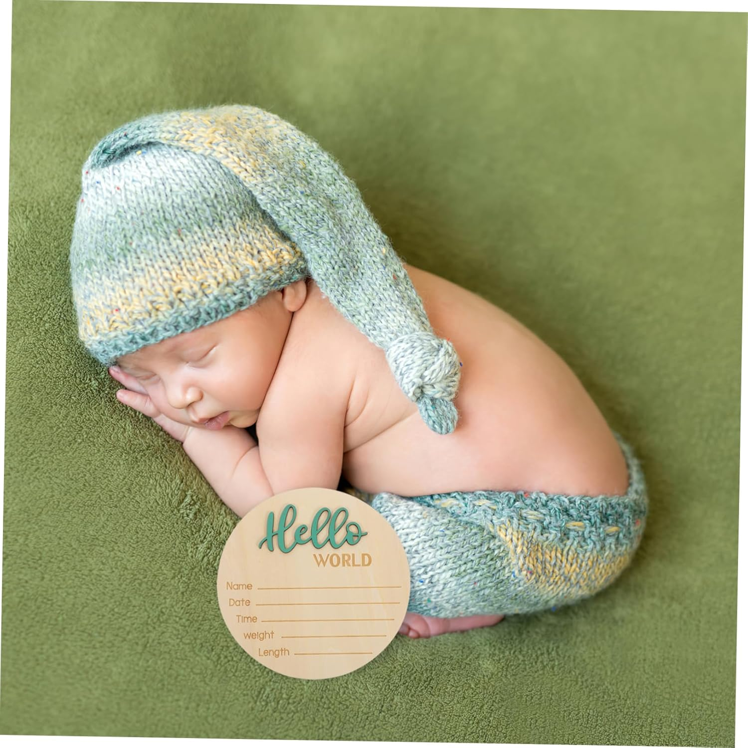 Wooden Birth Announcement Sign round Baby Birth Announcement Sign for Newborn Hospital Photography Prop Welcome image number 3