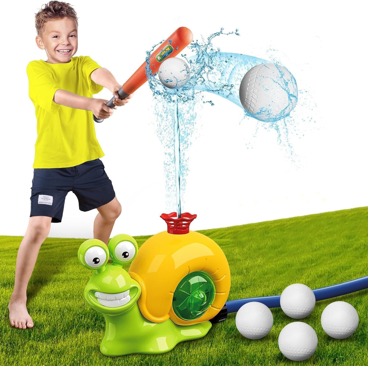 B-Qtech Water Sprinkler Baseball Toy for Kids Outdoor Play, Snail Summer Water Game, Summer Backyard Lawn Swimming Pool Birthday Toys