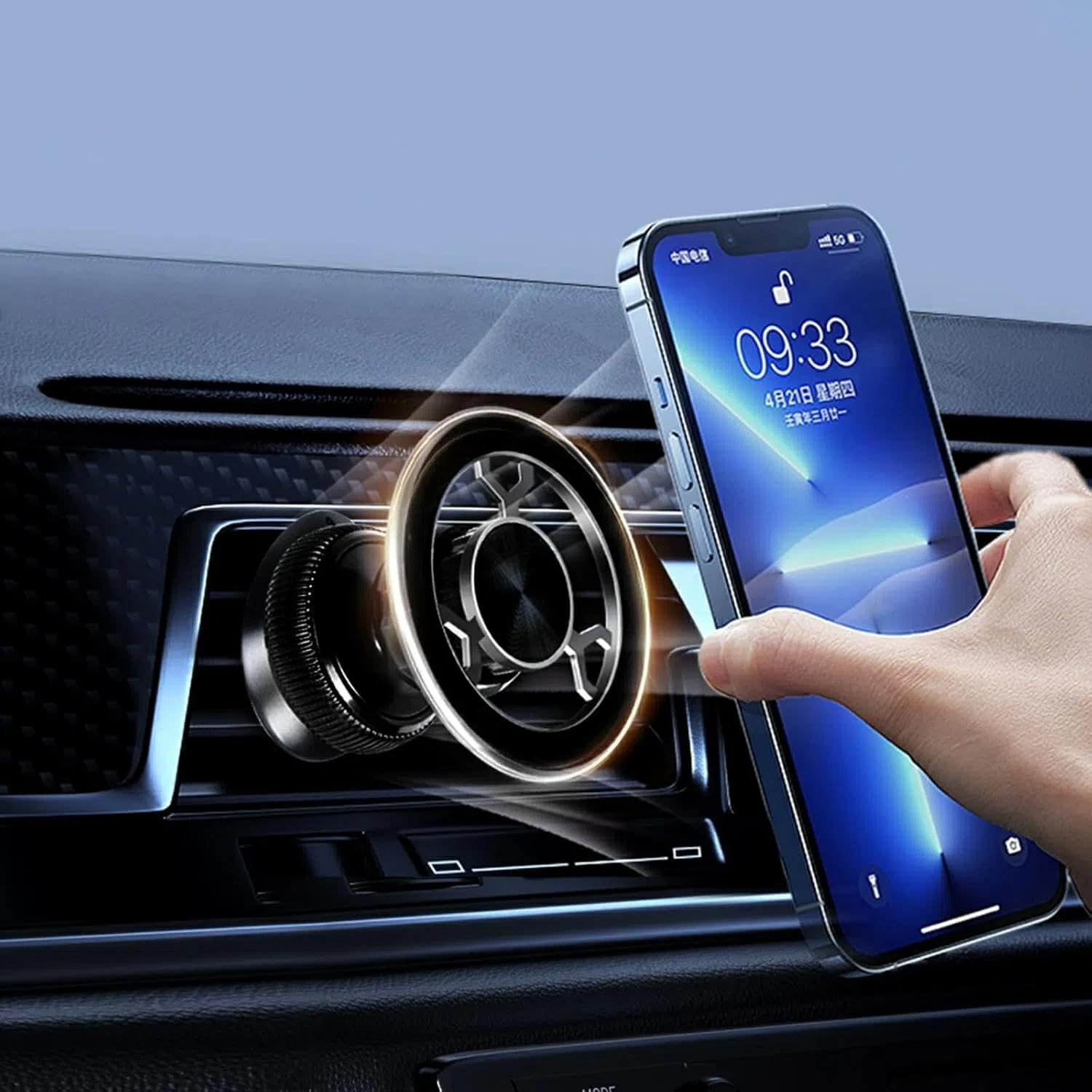 GUAGUA Strong Magnetic Car Phone Holder for Air Vent, for Magsafe Car Mount with 360&deg; Rotation, Universal Compatibility for Iphone and Android Phones, Ideal for Car Travel,Black image number 1