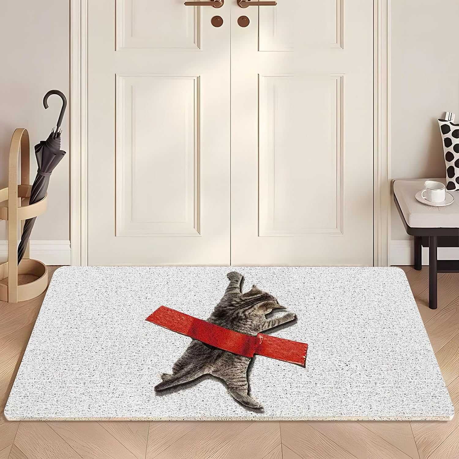 Cat Front Door Mat outside Entrance Non Slip Welcome Mats Outdoor Doormat Funny with Rubber Backing Easy to Clean Indoor Mats High Traffic Areas Entry image number 4