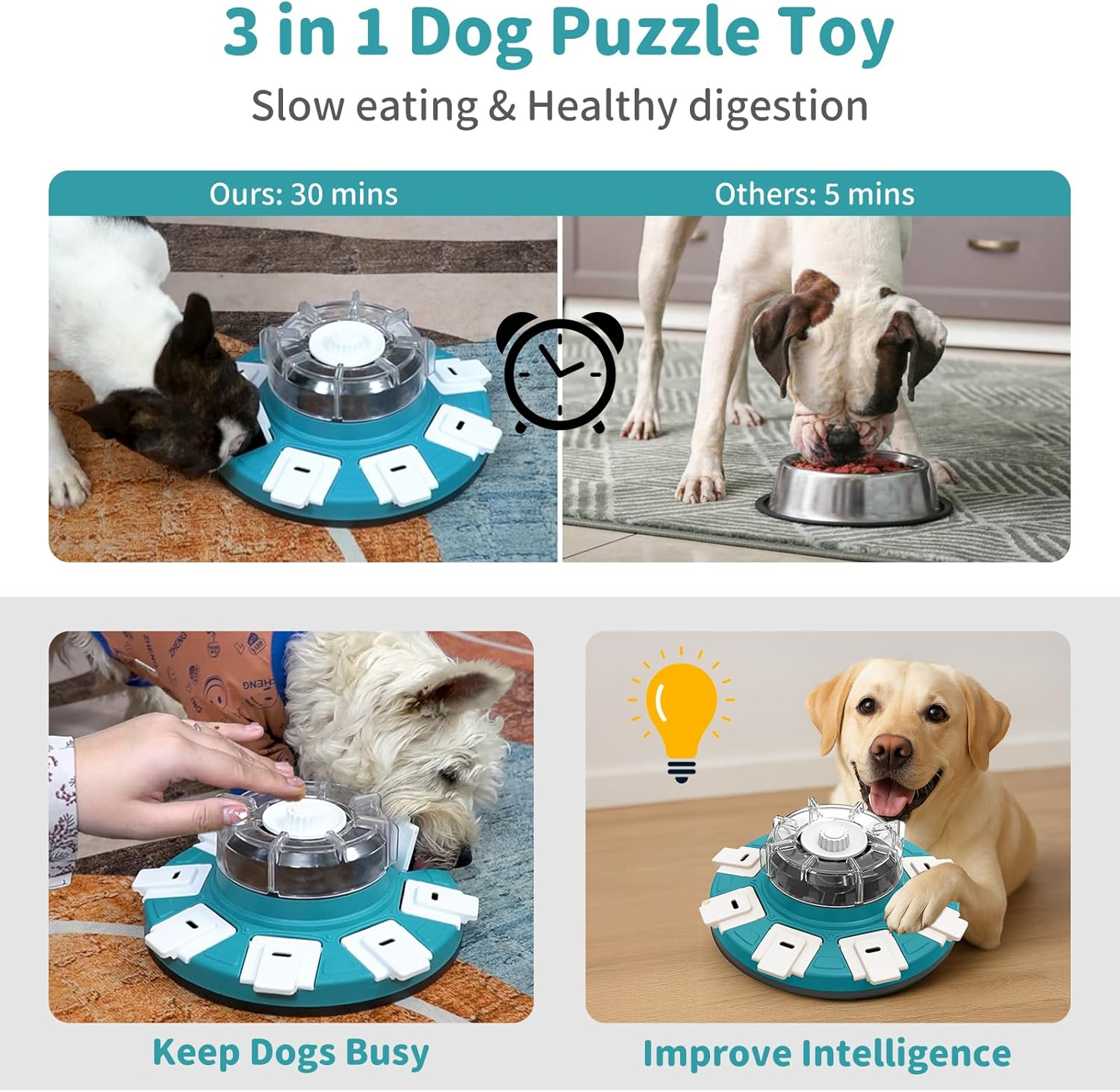 Interactive Dog Puzzle Toys - Treat Dispensing Slow Feeder Advanced-Level for Mental Stimulating and Boredom, Enrichment Dog Toy IQ Training for Small Medium Large Smart Dogs, Blue image number 5