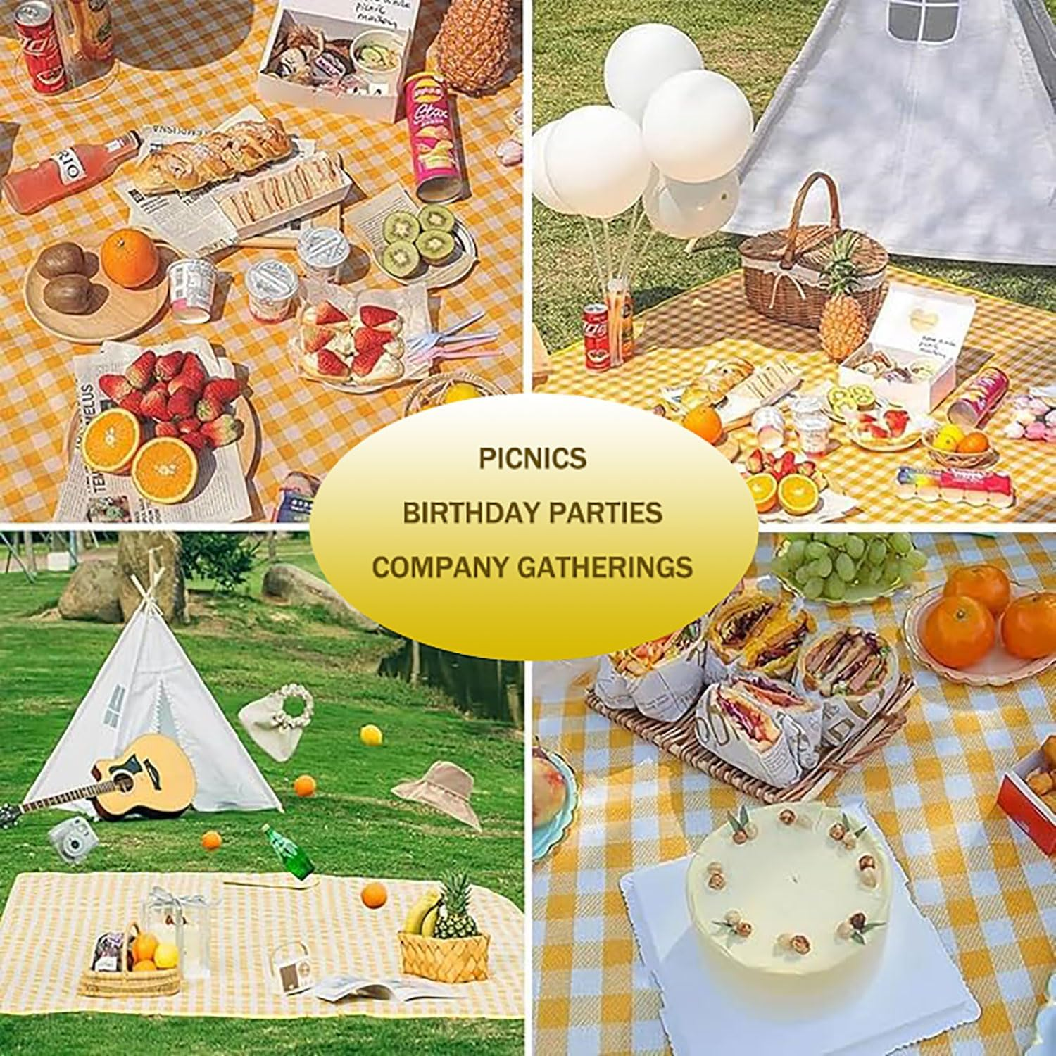 Yqkangzhu Extra Large Outdoor Picnic Blanket, 79'' * 79'' Foldable Beach Blanket, Sandproof Picnic Rug, Camping Carpet, Portable Picnic Mat, Waterproof Sand Mat for Travel, Holiday Party, Park Lawn image number 6