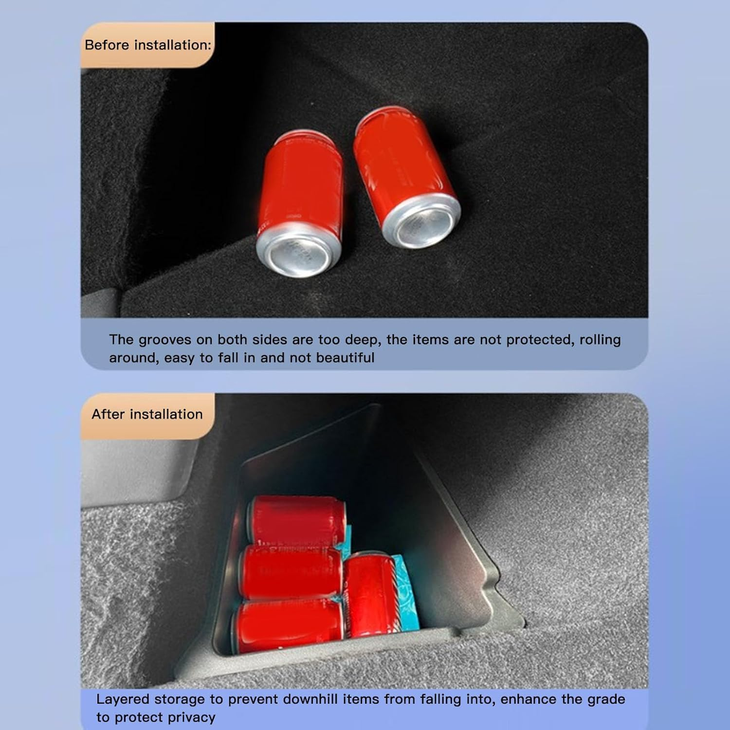 2 Pack Car Rear Trunk Organizer Storage Box for Tesla Model Y 2020~2023 Storage Bin with Lids TPE Waterproof Dustproof Odorless Storage Box Protector for Tesla Trunk Interior Accessories image number 2