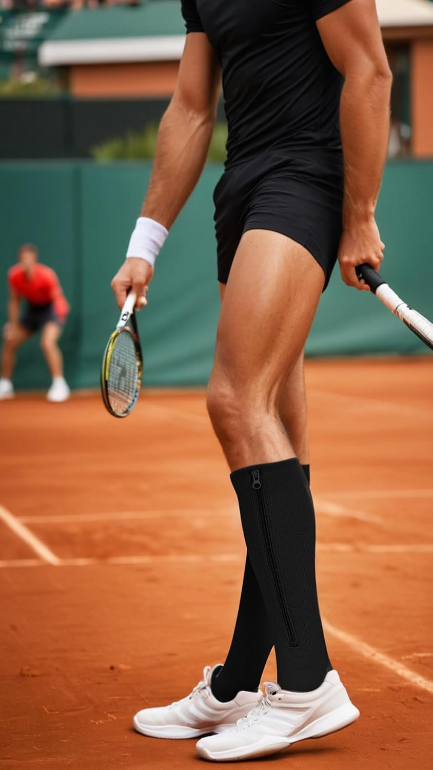 Zipper Compression Socks - 2 Pairs, 15-20 Mmhg for Men & Women | Graduated Support for Varicose Veins, Travel, Pregnancy, Running image number 5