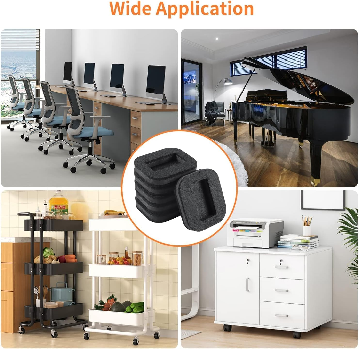 Felt Caster Cups Furniture Pads - 5Pcs for Carpet and Hard Floors - Anti-Sliding Bottom Office Chair Stopper for Wheels, Bed Wheel Protectors image number 4