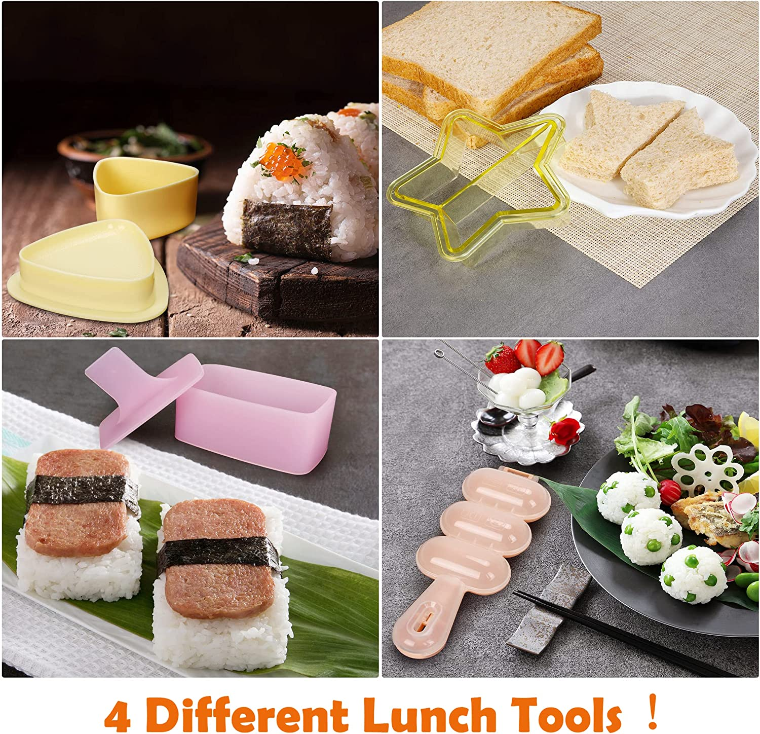 FUNGYAND Sandwich Cutter Set, 52 in 1 Bento Box Accessories Kit Includes Sandwich Cutters, Fruit Cutter, Food Picks, Silicone Cups, Musubi Maker, Rice Ball Maker, Complete Bento Lunch Box Supplies image number 4