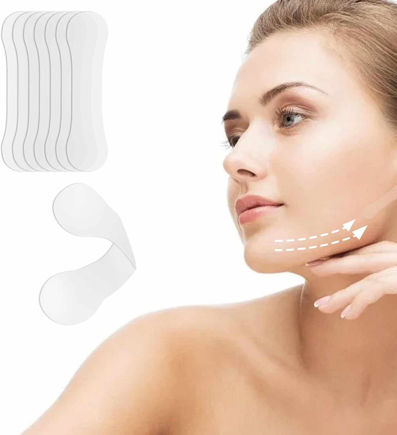 WXYINSPAS 100 Pcs Face Tape Lifting Invisible Kit for Wrinkles, Jowls, Double Chin, Neck, Eye, Waterproof High Elasticity V Shape Lift Tape Stickers, Instant Makeup Bands