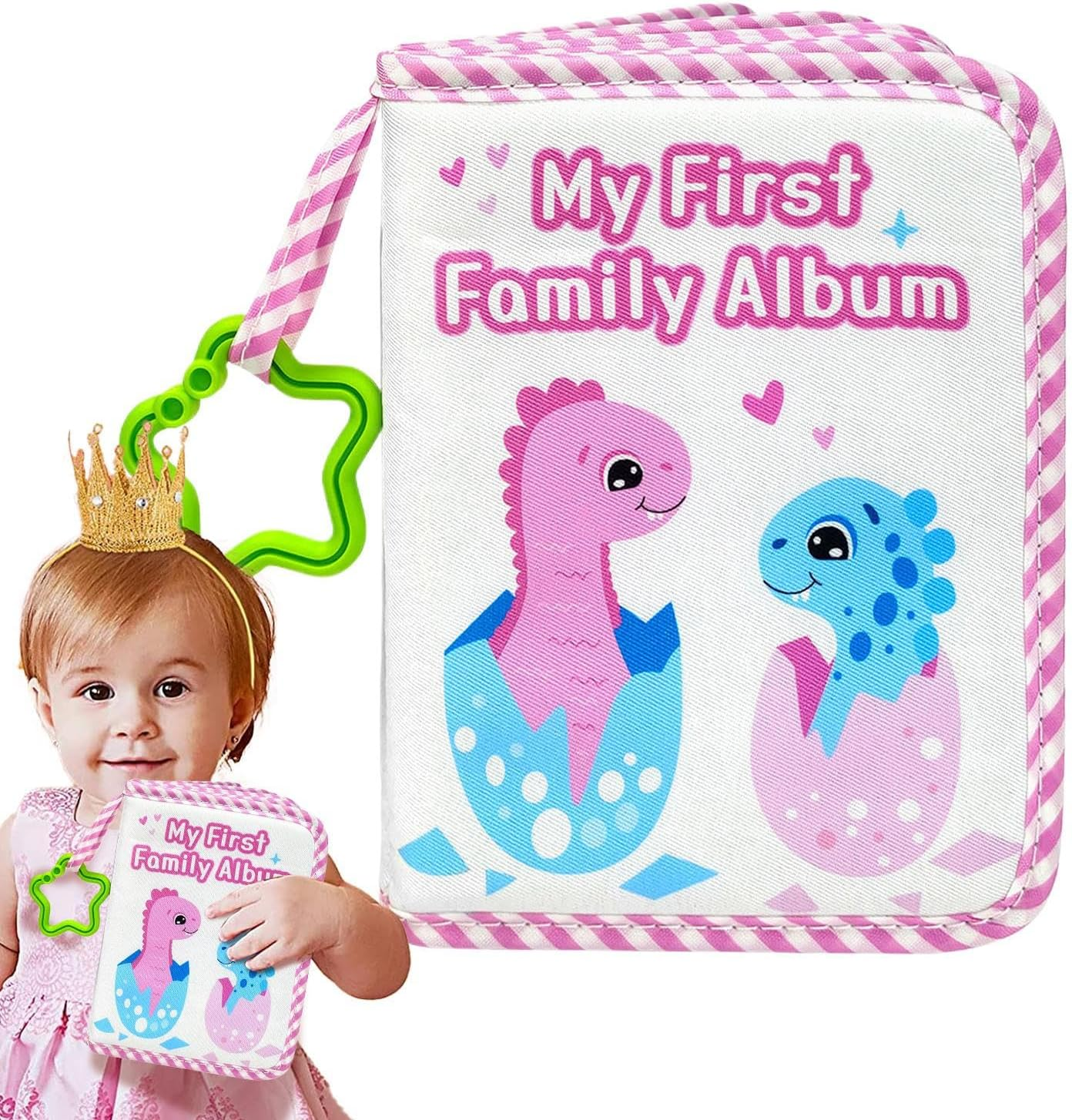 Baby Photo Album - Babies Photo Book Albums | Animal Pattern Soft Memory Books with Star Hook | Keepsake Record Books | Holds 17 Photos for Family New-Borns