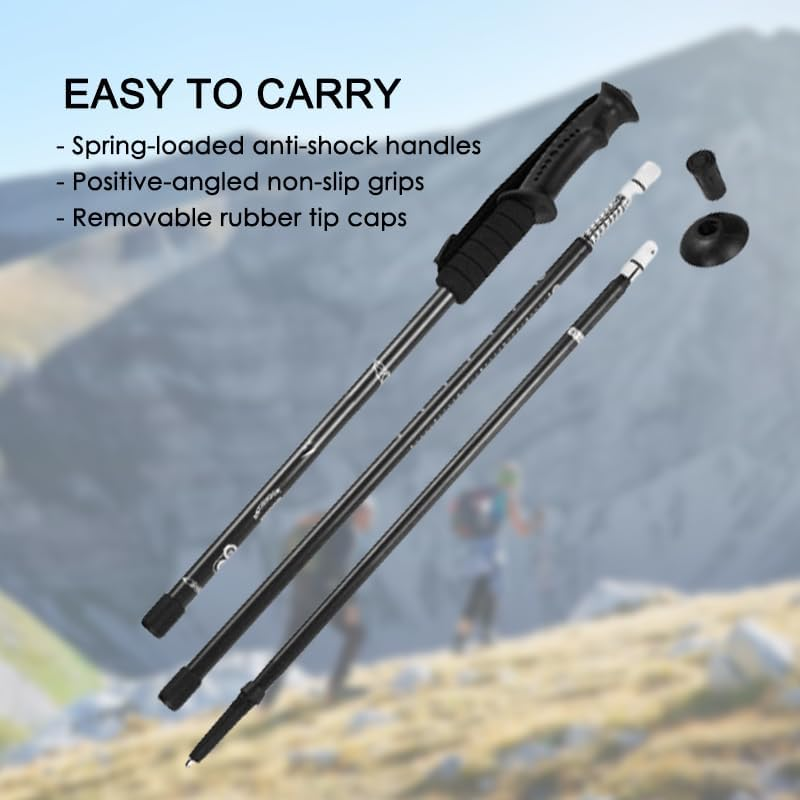 Leona Co Ultralight Travel Trekking Poles, Aluminum Collapsible Hiking Poles, Walking Stick, Walking Poles for Men and Women Camping Gear image number 6