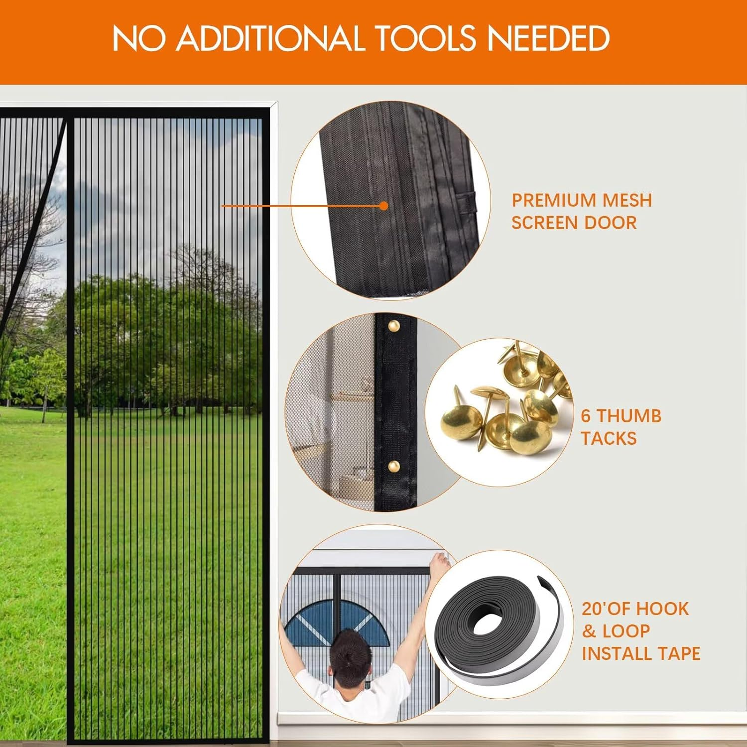 Magnetic Screen Door with Durable Mesh, Hands-Free Closure, Pet and Kid Friendly,Heavy Duty Magnetic Screen Door for Sliding Glass Door Easy Installation, Fits Door Size up to 31.5&Prime; X 80.7&Prime; / 80X205Cm