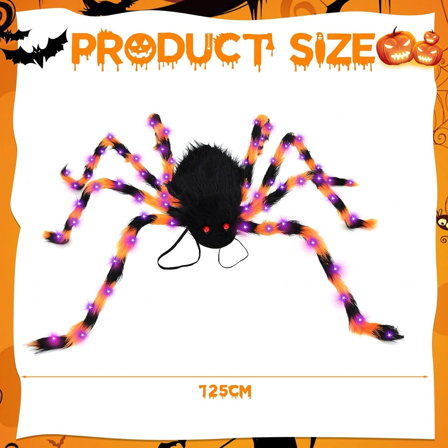 Halloween Glow-In-The-Dark Tattoo Stickers (4 Sheets), DIY Light-Up Headband & LED Spider Backpack for Halloween Makeup Trick or Treat Party Favor, Garden Indoor Decor(B) image number 5