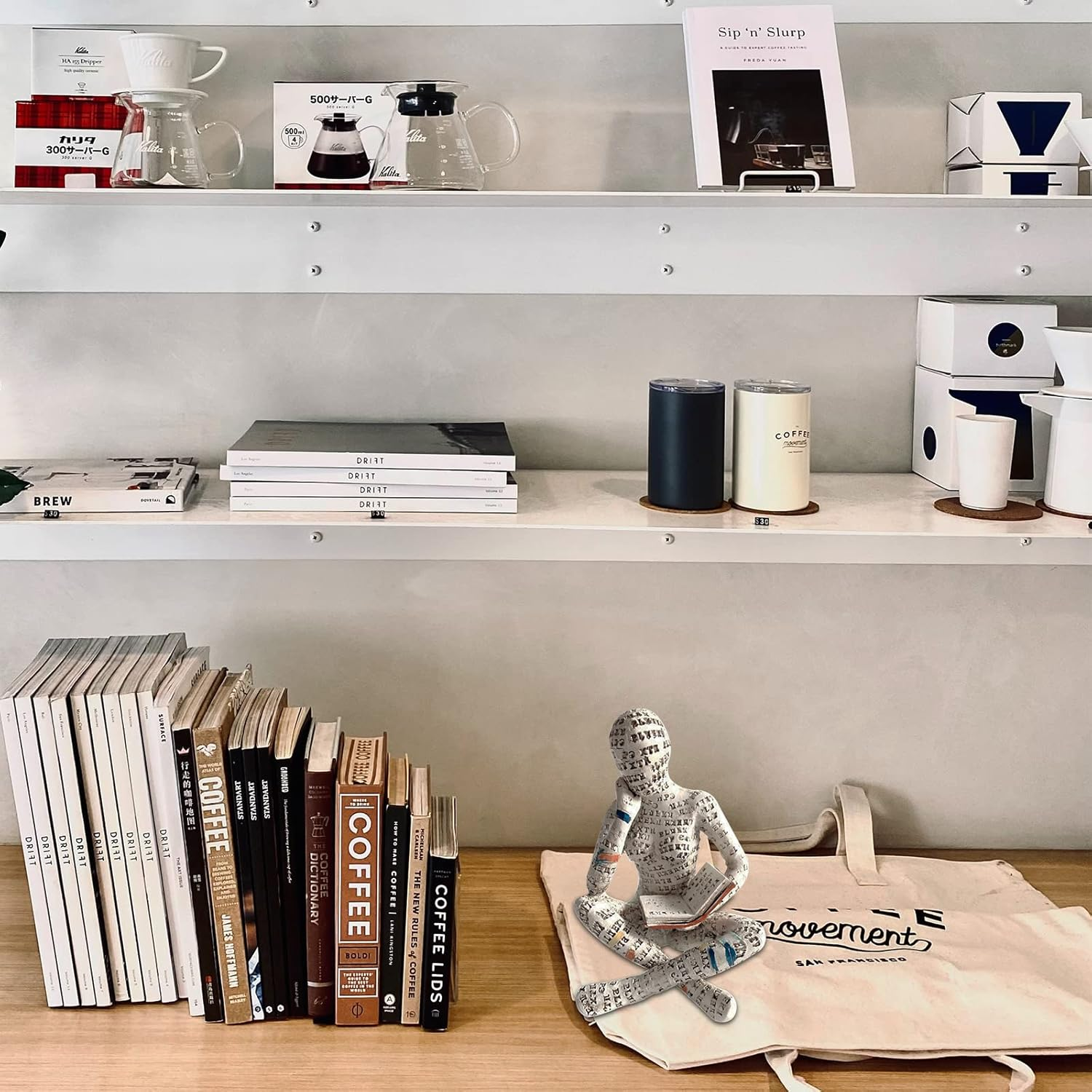 Reading Women Thinker Statue Modern Abstract Art Sculpture, Resin Pulp Reading Collectible Figurines for Home Living Room Office Shelf Decoration image number 3