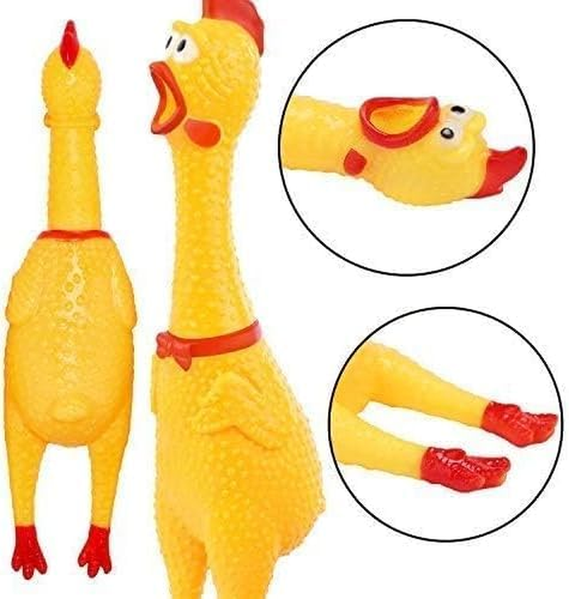 Screaming Chicken Dog Toys,Yellow Squaking Chicken Toy Durable for Dogs,Rubber Chickens 3 Pack (Yellow, 31CM) image number 5
