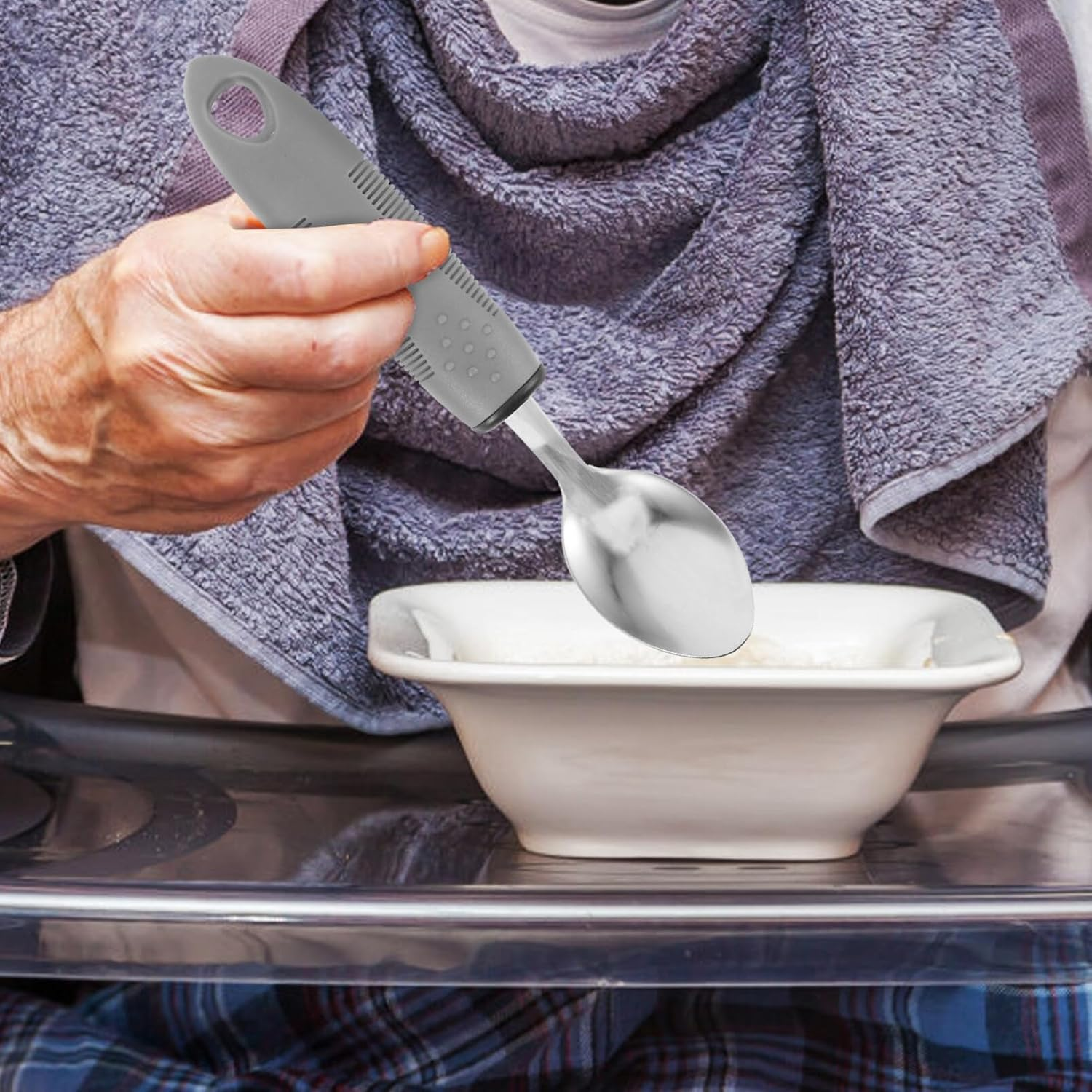 Mobestech Anti-Shake Utensils Set for Disabled Elderly Adaptive Eating Set Spoon Fork Knife Assistive Tableware Kit image number 5