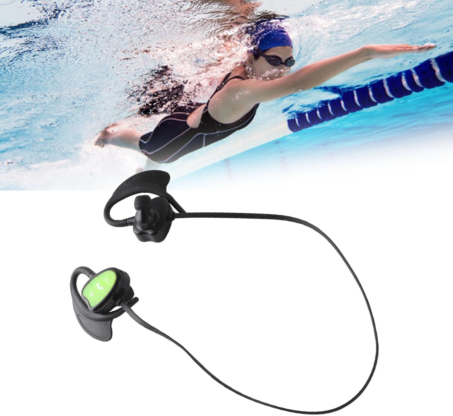Sxhlseller Swimming Headphones - IPX8 Headphones for Swimming, Bluetooth Sports Headphones with Noise Reduction & Intelligent Voice Prompt for Swimming, Running, Cycling (Green) - Green image number 3