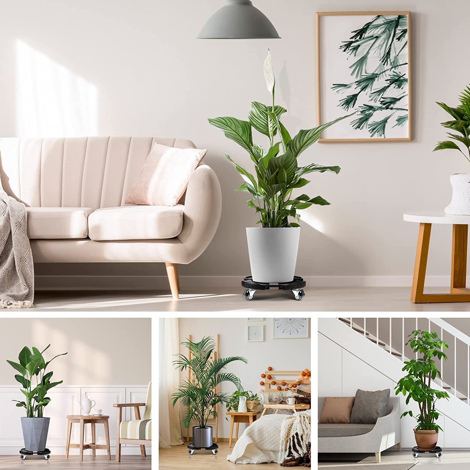 W B D WEIBIDA Plant Stand with Wheels Heavy Duty, Adjustable 15-21" Plant Caddy with Casters, Rolling Plant Holder Stand, Large Potted Planter Cart Dolly for Flower Pot Outdoor Indoor - Black image number 2