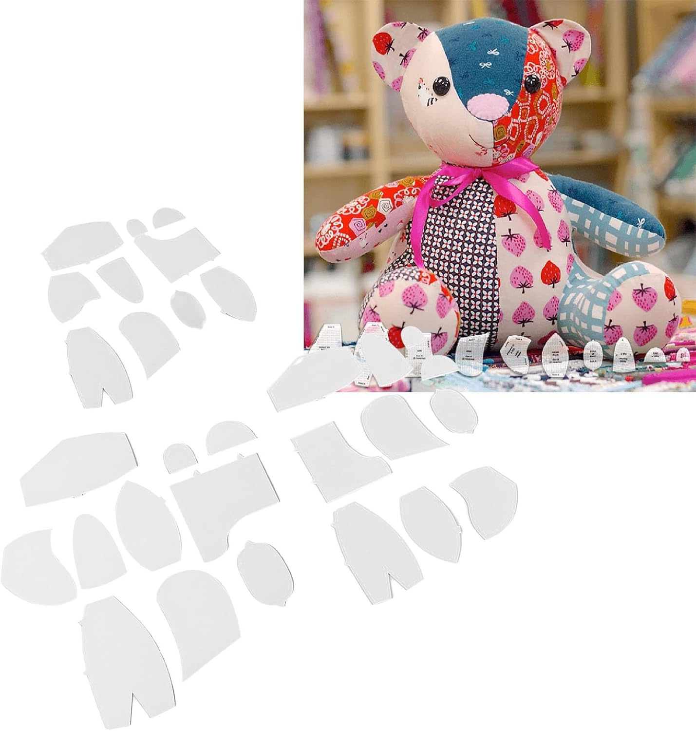 Memory Bear Template Ruler, Meaningful Art Craft Bear Sewing Template, Easy to Use, 30 Pieces Acrylic for Kindergarten image number 4