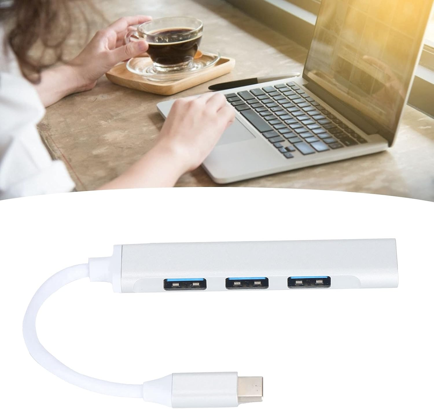 Type-C to USB HUB, Hub Multiport Adapter USB Port Expander USB Type C Hub for Phone for Computer for Laptop image number 2