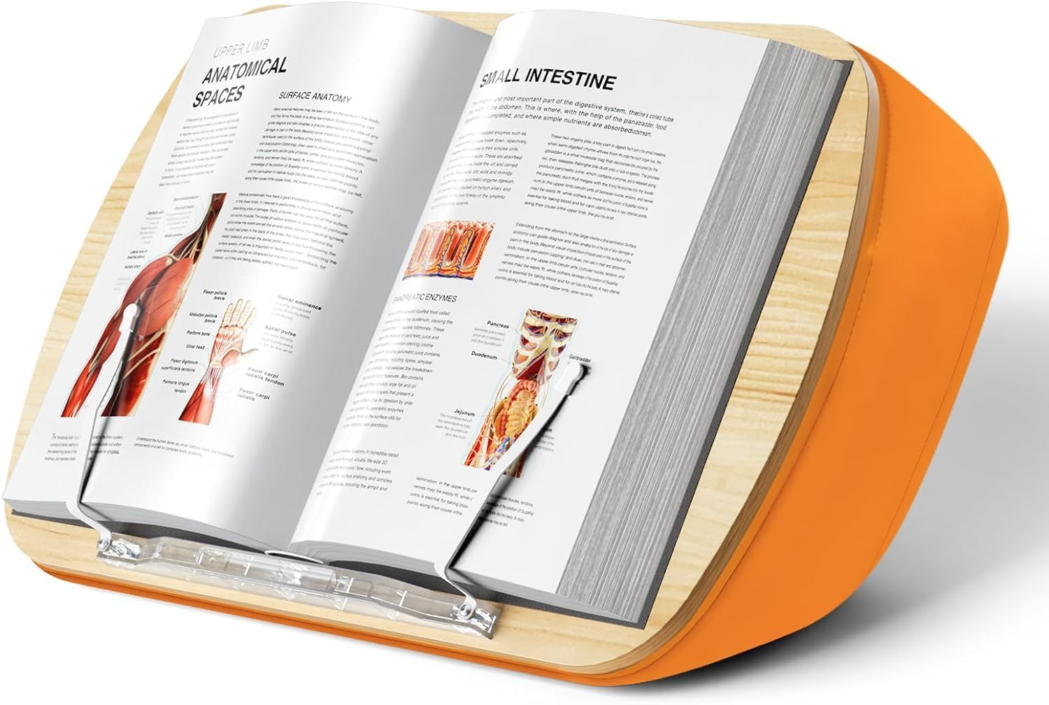 Lap Beanbag Book Stand for Reading, Comfortable Pillow Book Holder for Sofa, Bed, Desk, Hands-Free, Minimize Neck Strain, Gift for Book Lovers, Compatible with Laptop and Tablet (Orange) image number 2