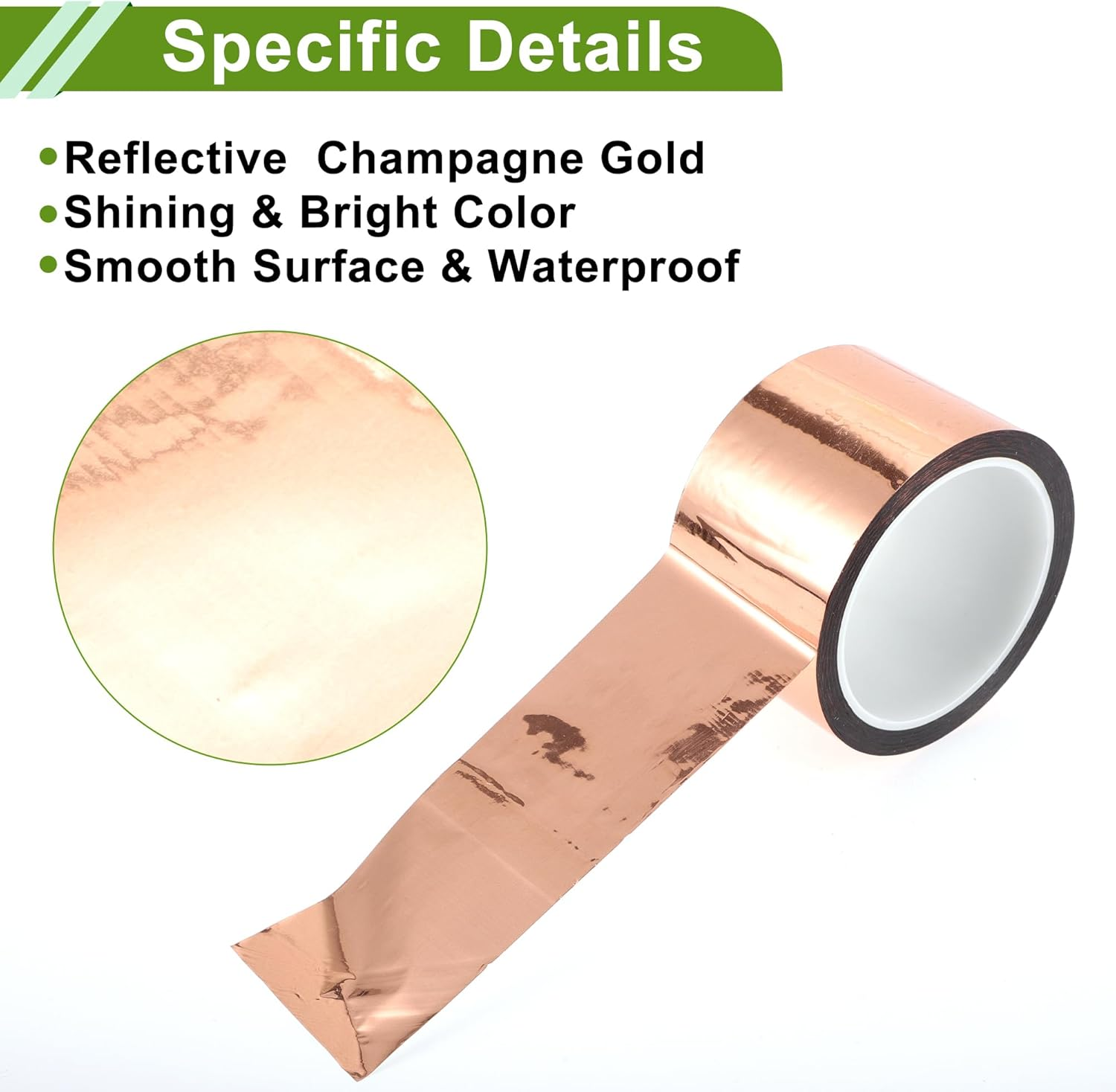 X AUTOHAUX Universal 164.04Ft X 2.36" Air-Release Adhesive Pinstripe Tape Reflective Automotive Pinstriping Tape BOPP Champagne Gold