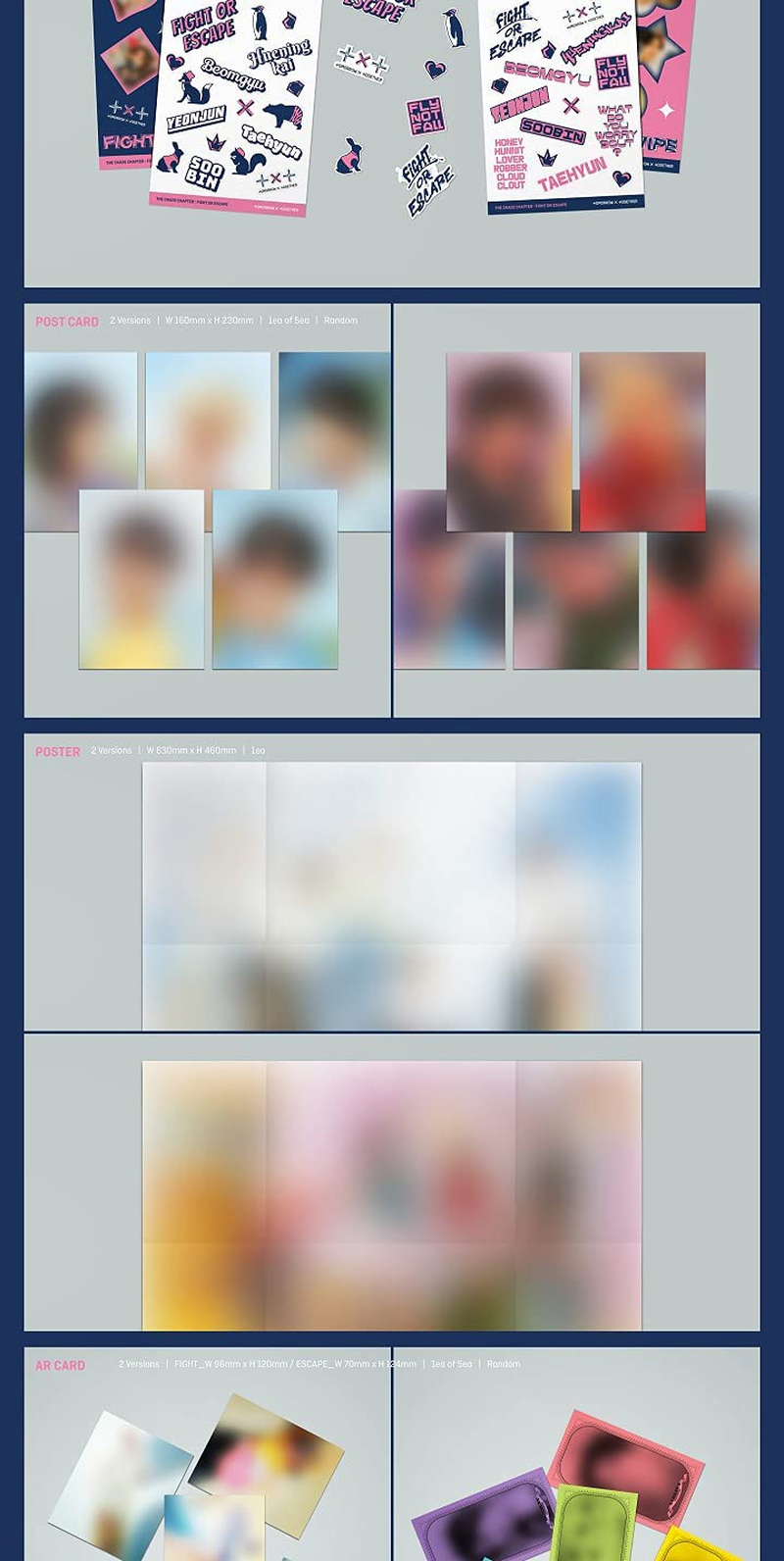 TXT Chaos Chapter : Fight or Escape 2Nd Album Repackage Fight Ver Cd+88P Photobook+24P Lyric+1P behind Poster+1P Card+2P Sticker+1P Post+1P Ar+1P Os+1Ea Cut-Out Board+Tracking image number 4