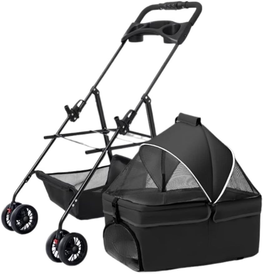 Pet Stroller Dog Stroller Cat Stroller Foldable Pet Stroller Dog Strollers Detachable Cat Stroller with Storage Basket and Cup Holder for Small Medium Dog Pram Dog Cat(Color:Blue)