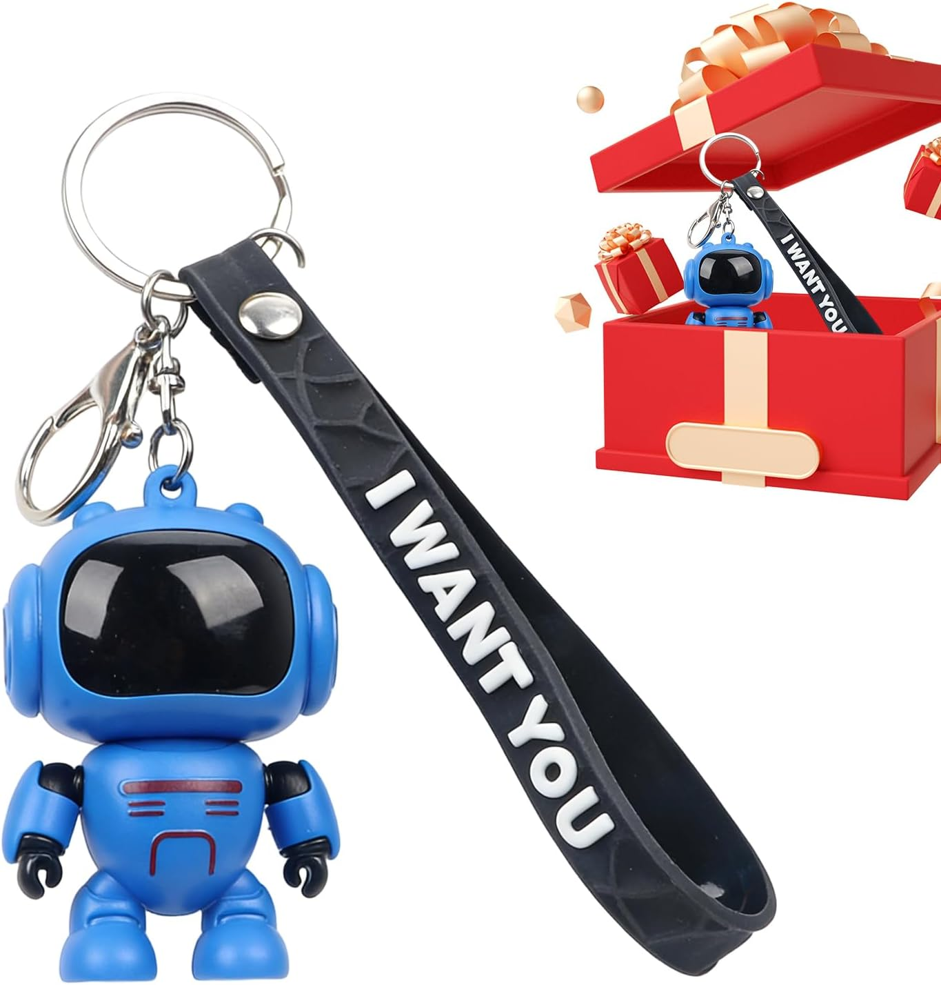 Bag Keychain - Joint Movable Robot Keyring - Glowing Eyes Design Keychains for Backpacks - for Women Men Bag Schoolbag Handbag Home Car Travel