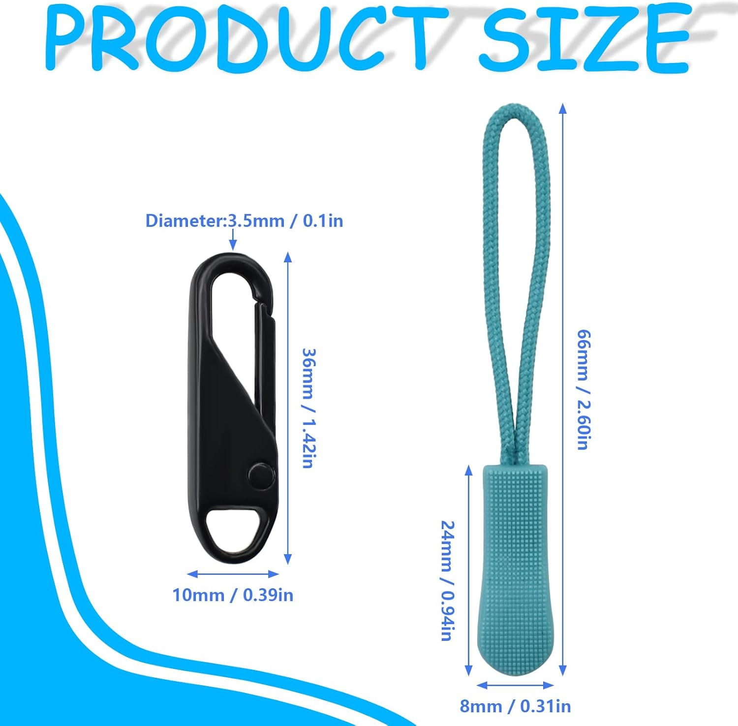 BDS-HOME 28 Piece Zipper Pull Replacement Kit - Detachable Zipper Cord Extension Fastener Metal Slider Replacement Fastener Nylon Rope for Luggage, Backpack, Jacket, Purse image number 1