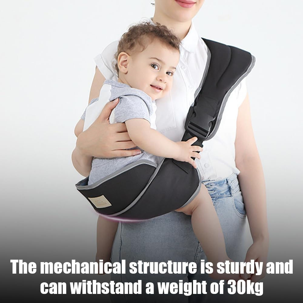 Toddler Sling Carrier,Baby Chair Adjustable Shoulder Strap,Compact Non-Slip Hip Seat Carrier,Toddler Slings Carrying 30 Kg,For Babies Aged 6 Months to 5 Years (Black) image number 6