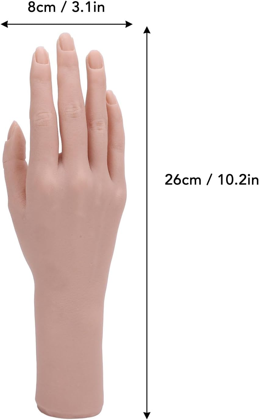 Realistic Silicone Female Hand, Silicone Left Hand or Right Hand Fake Hand, Bendable and Reusable Acrylic Nail Mannequin Hands for Jewelry Display Nail Art Practice Watch Display image number 5