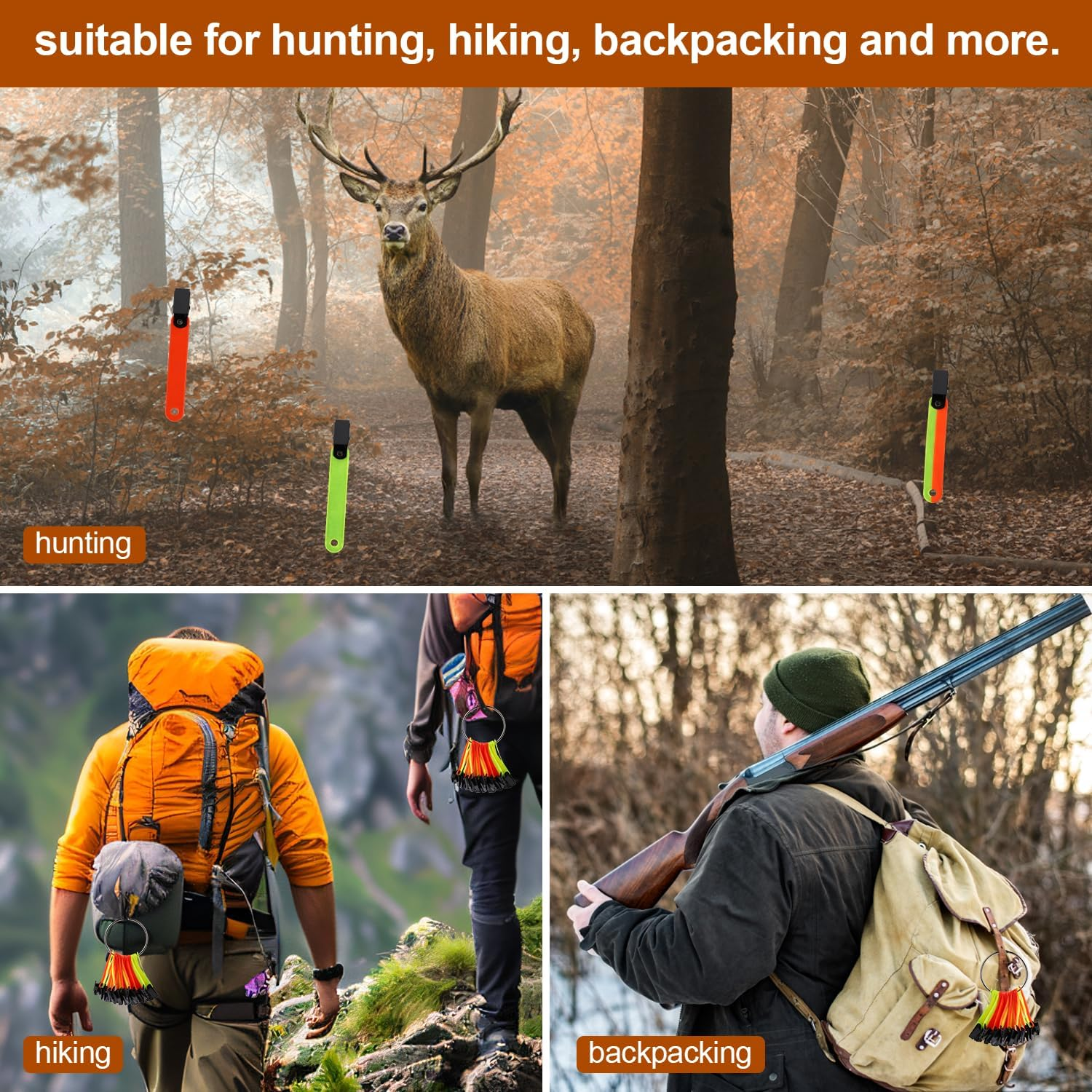 Lasuroa 36Pcs Reflective Trail Markers, High Visibility Trail Markers with Open Buckle Reflective Trail Marker Clips Hunting Accessories for Tree Stand Hunting Outdoor Hiking Camping image number 5