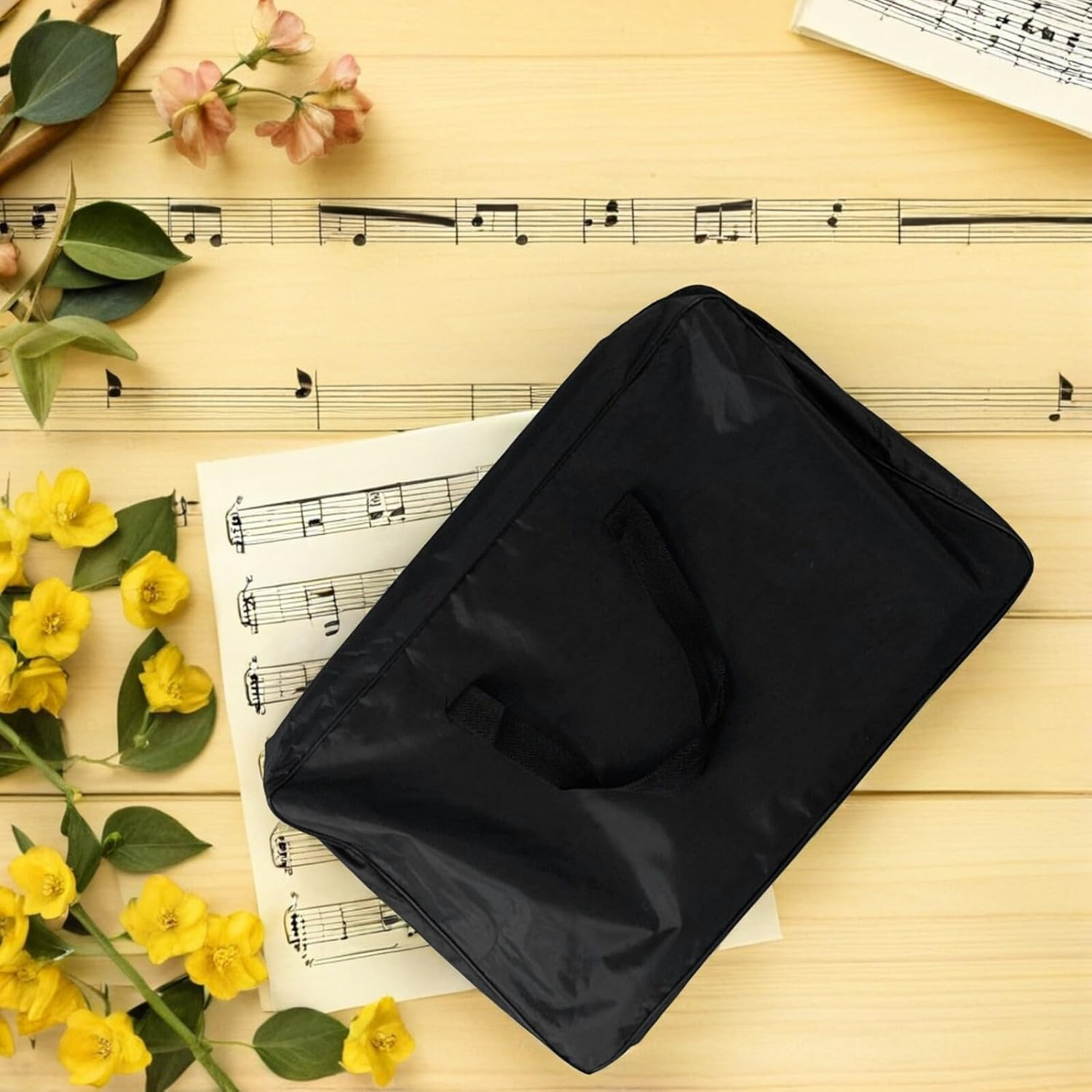NULYLU Music Stand Carry Bag 56X36Cm Black Oxford Cloth Waterproof Music Stand Case Portable Foldable Storage image number 2