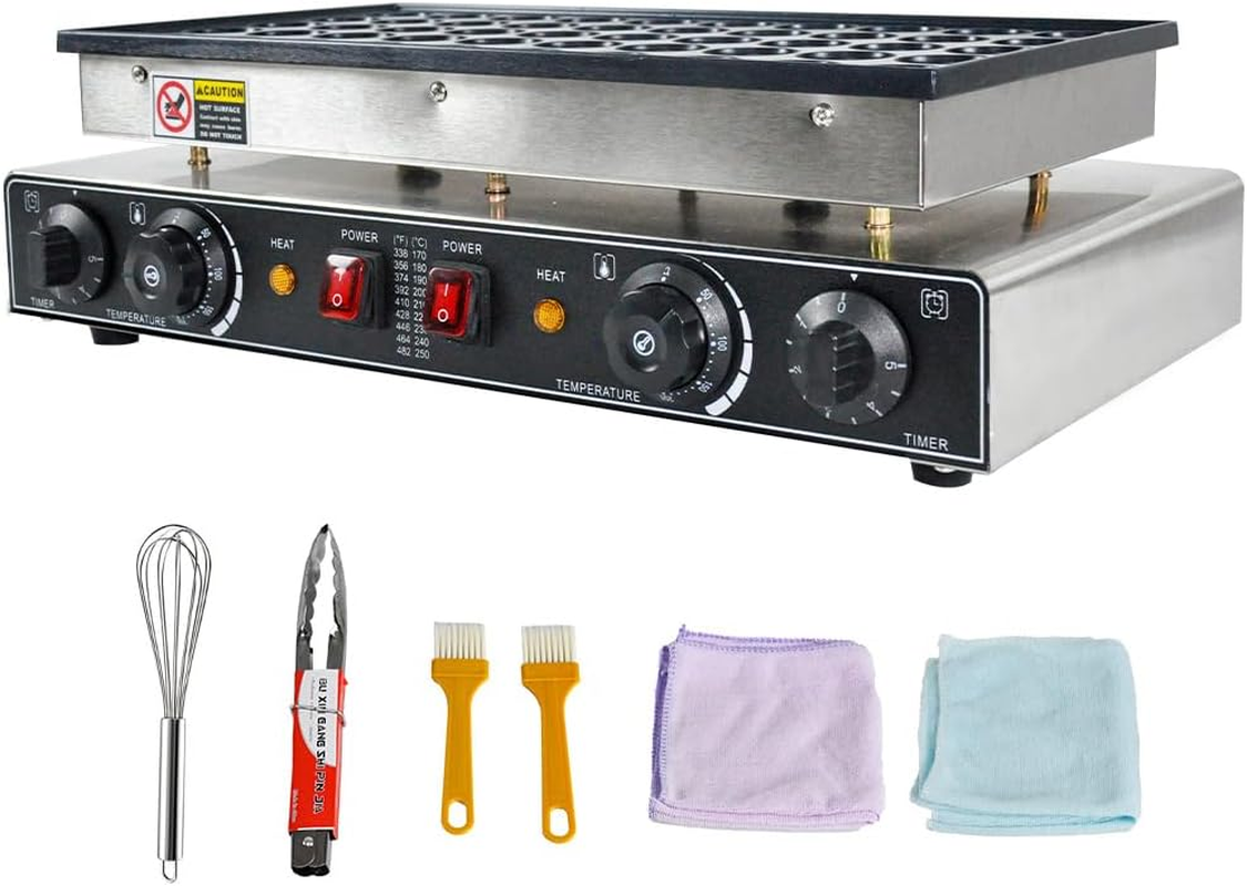 ALSTON Electric Pancake Maker Waffle Dutch Baker Machine Commercial Nonstick Pancake Maker for Making 50PCS, Teflon Poffertjes Dorayaki for Home Restaurants Cafes Bakery image number 4