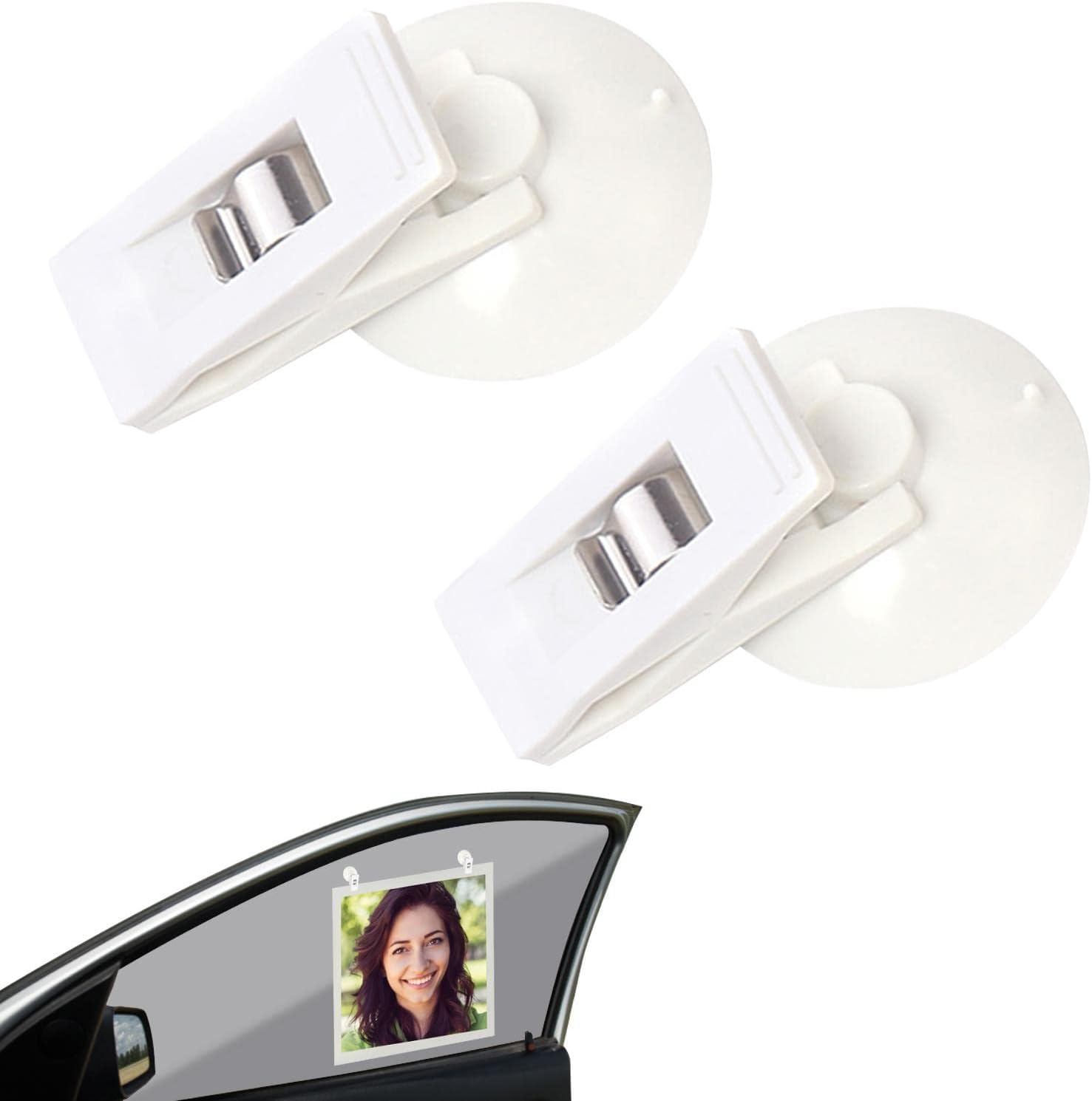 Car Parking Ticker Holder,Invoice Ticket Folder, Parking Permit Holder, Parking Ticket Holder | 2 Card Clamp, Bill Clip, Auto Interior Accessories, Suction Cup Fridge, Car, Home - White image number 6