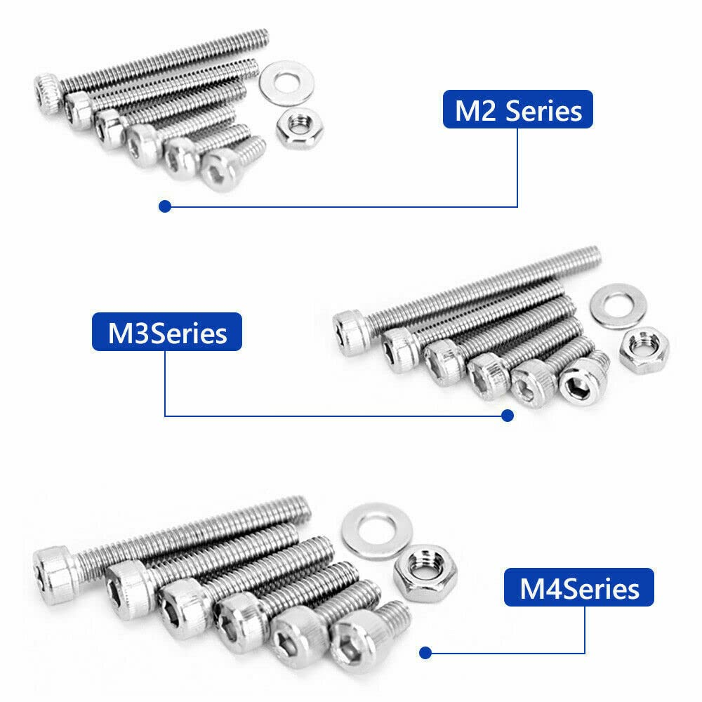 1080Pcs Stainless Steel M2/M3/M4 Bolts Nuts Screws Hex Head Assorted Kit Set image number 5